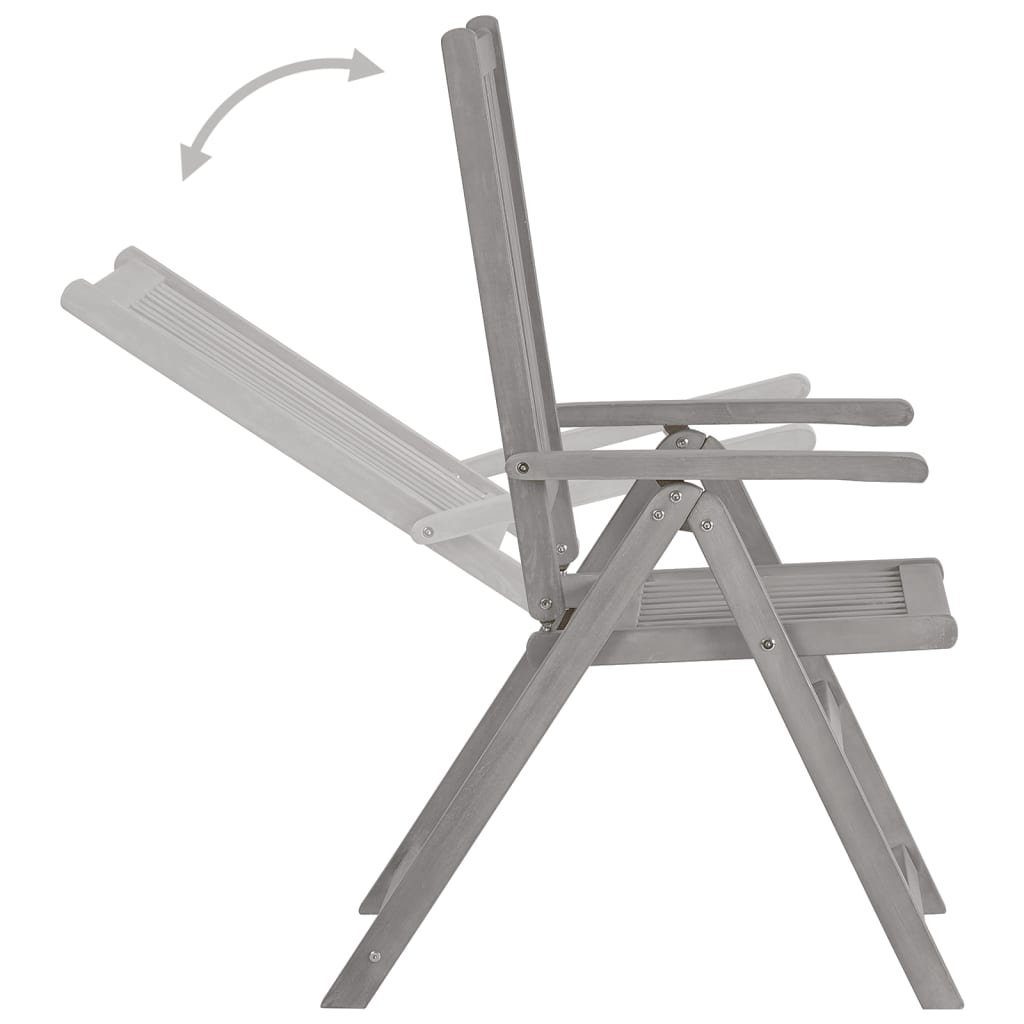 furnicato Gartenstuhl Verstellbare Gartenstühle Auflagen 8 Grau Stk. mit Akazienholz