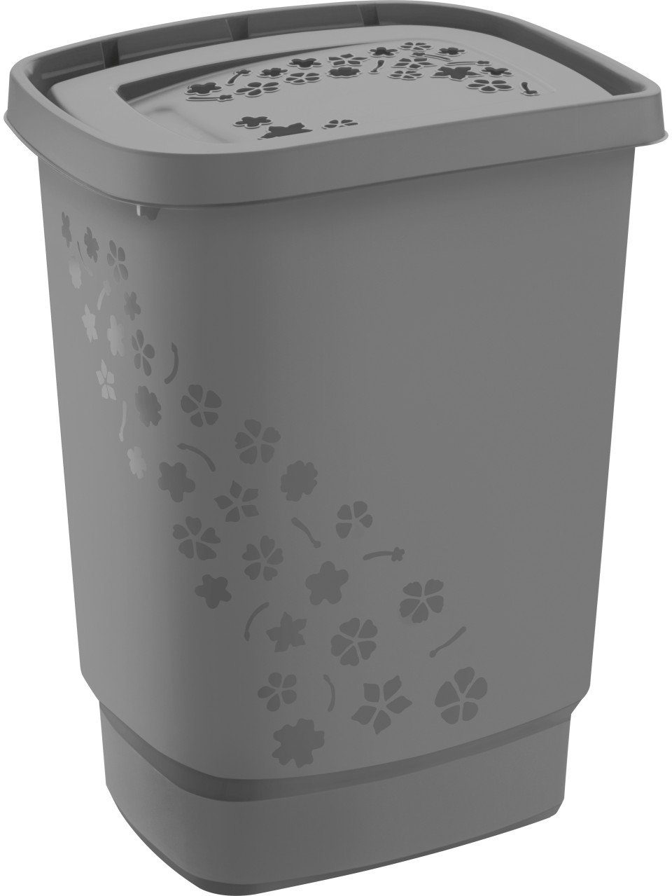 ROTHO Wäschekorb Rotho Wäschesammler Flowers, 55 l anthrazit