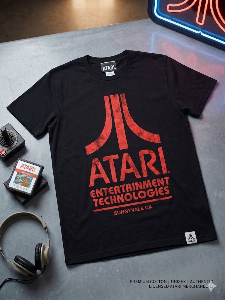 ATARI Print-Shirt Atari Herren T-Shirt Schwarz Rot Logo Retro Gaming Original Lizenz