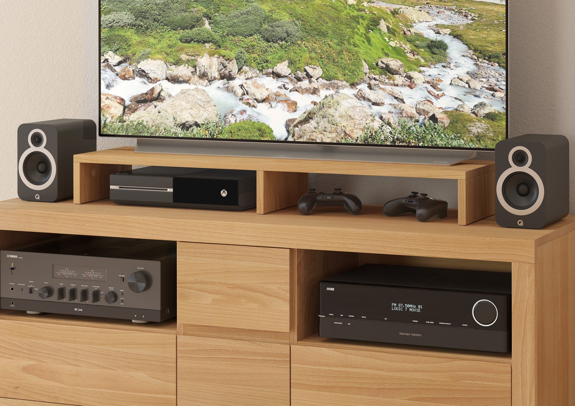 ERST-HOLZ Wandregal Tischaufsatz TV-Erhöhung Monitorständer Buche massiv günstig online kaufen