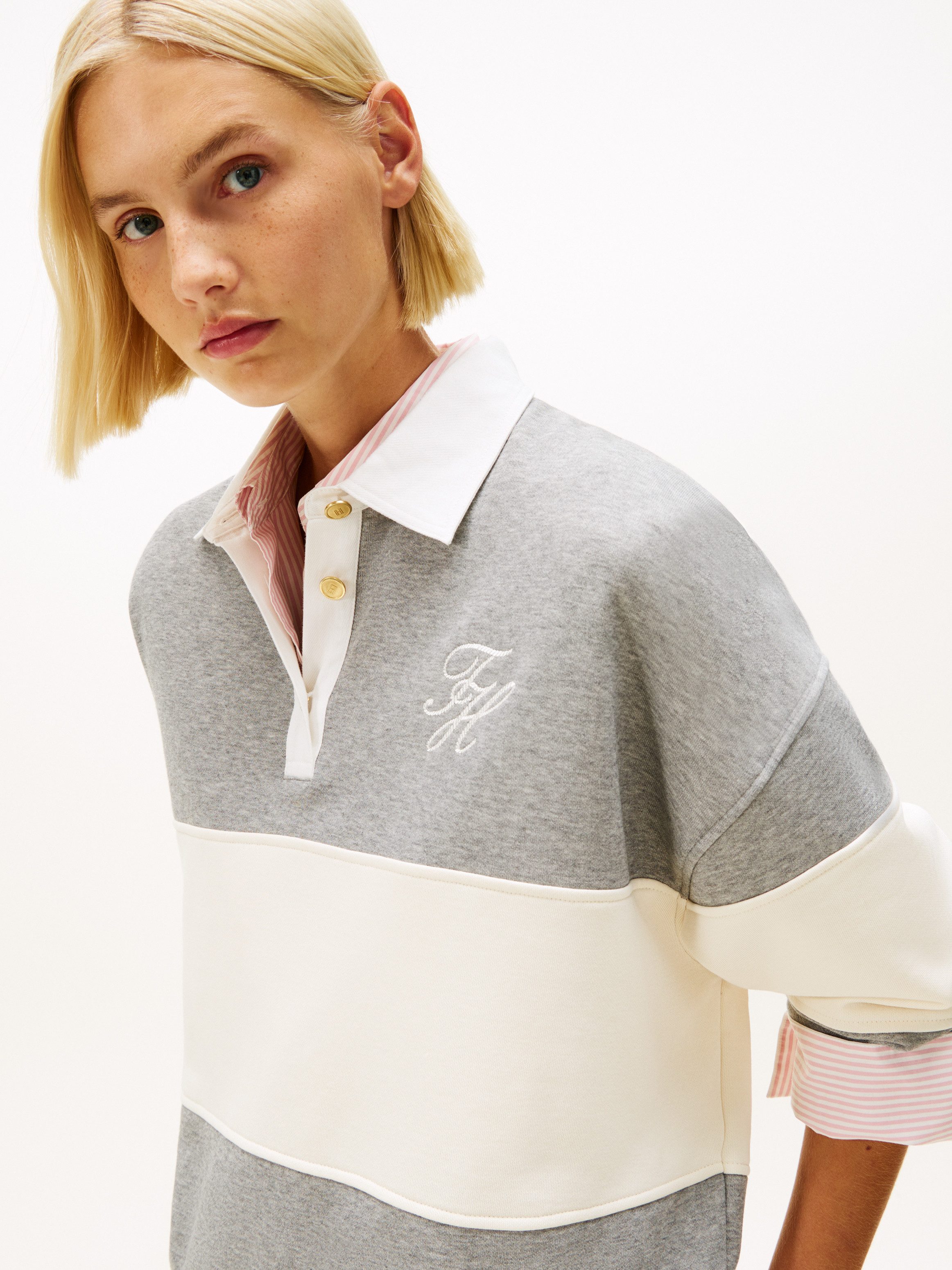 Tommy Hilfiger Sweatshirt GOLD BTN RUGBY FLEECE SWTSRT mit goldfarbenen Knö günstig online kaufen