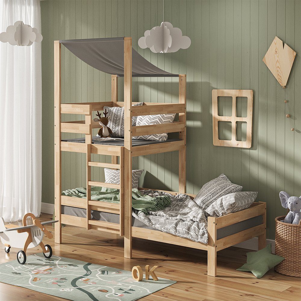 VitaliSpa® Hausbett Tom, Naturholz, 90x200 cm (1-tlg)