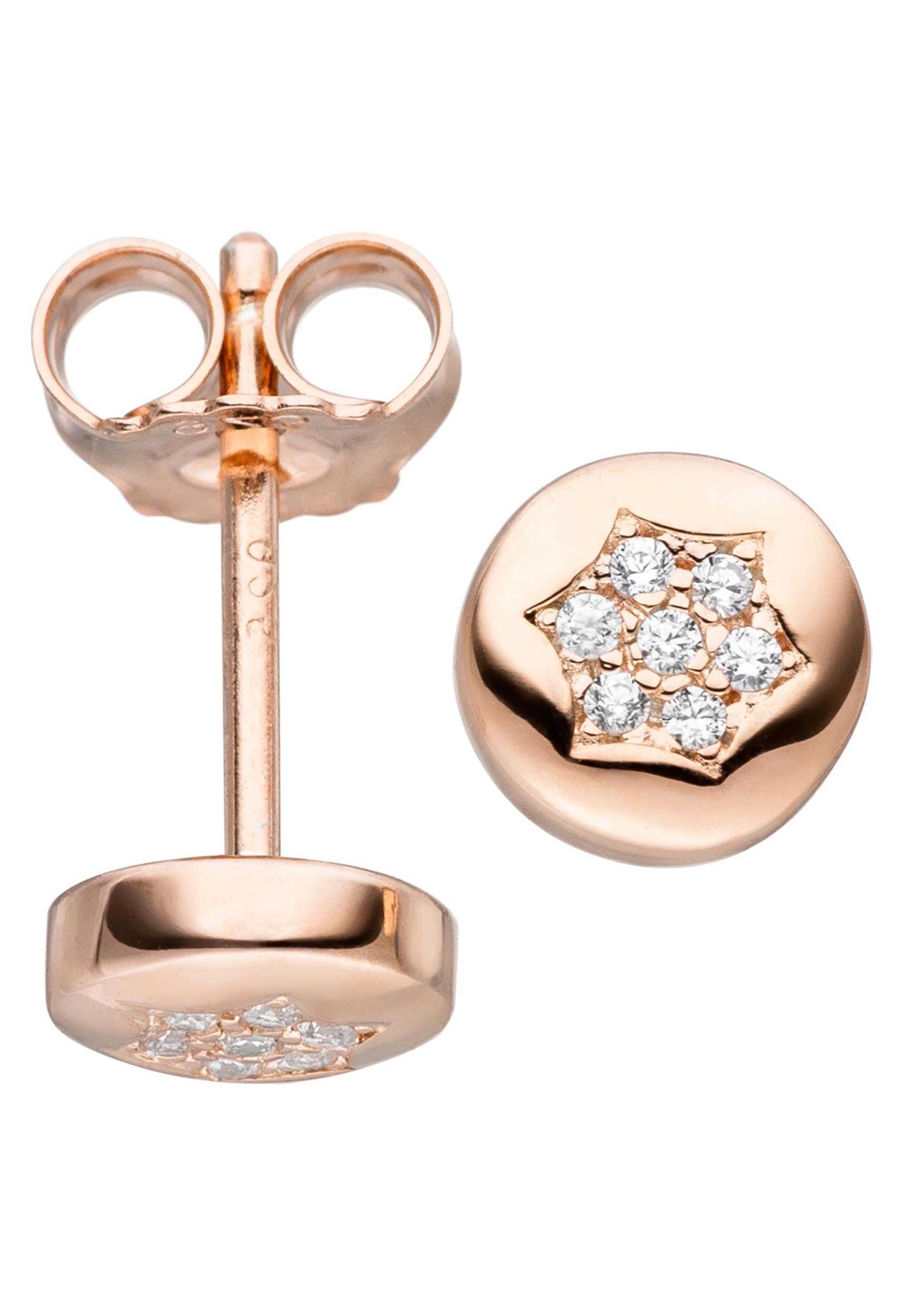 JOBO Paar Ohrstecker »Stern-Ohrringe«, 925 Silber roségold vergoldet mit 14  Zirkonia online kaufen | OTTO