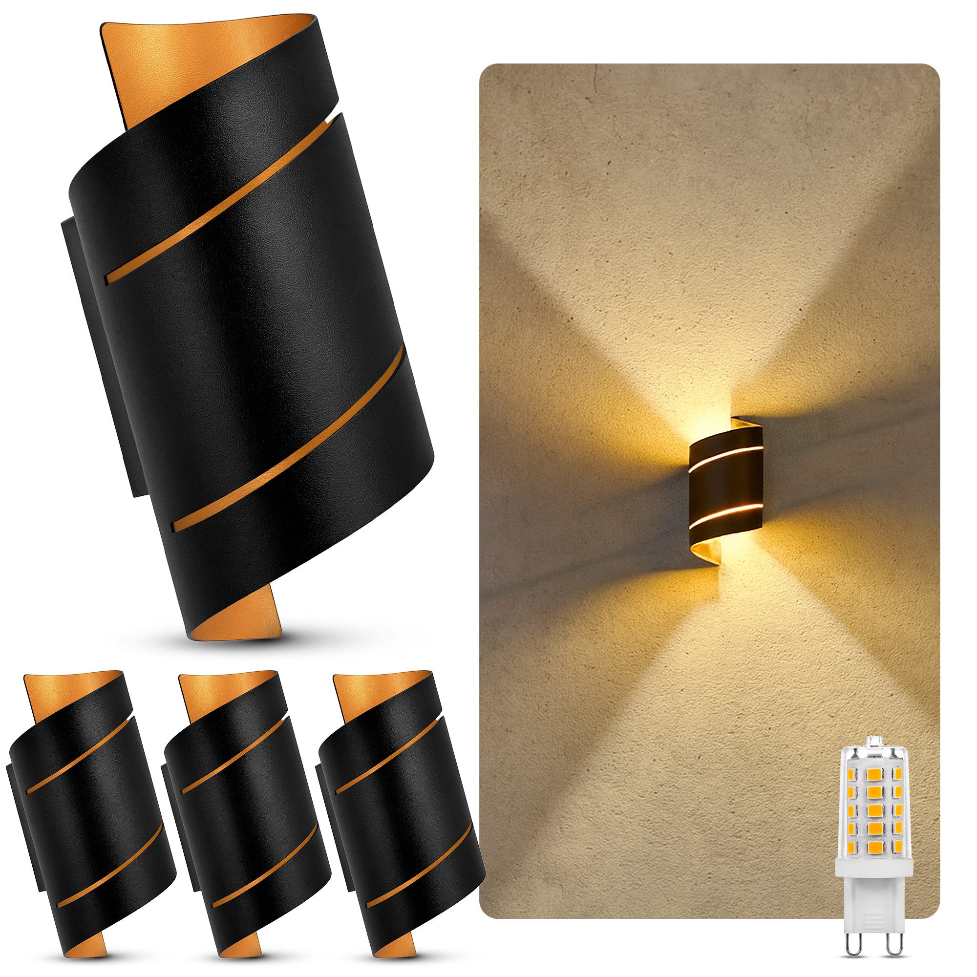 SSC-LUXon LED Wandleuchte Wandleuchte VYRA Wandstrahler Up & Down mit LED G9 dimmbar 3W warmweiß, Warmweiß
