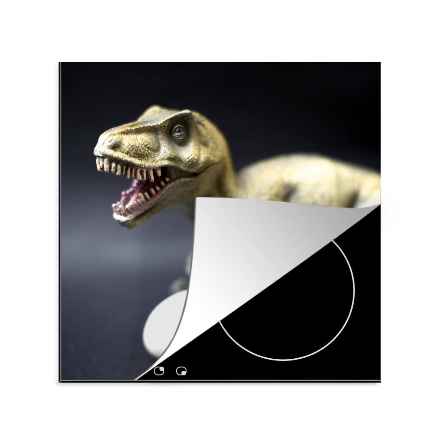 MuchoWow Herdblende-/Abdeckplatte Dinosaurier-Ei - weiß, Vinyl, (1 tlg), 78x78 cm, Ceranfeldabdeckung, Arbeitsplatte für küche