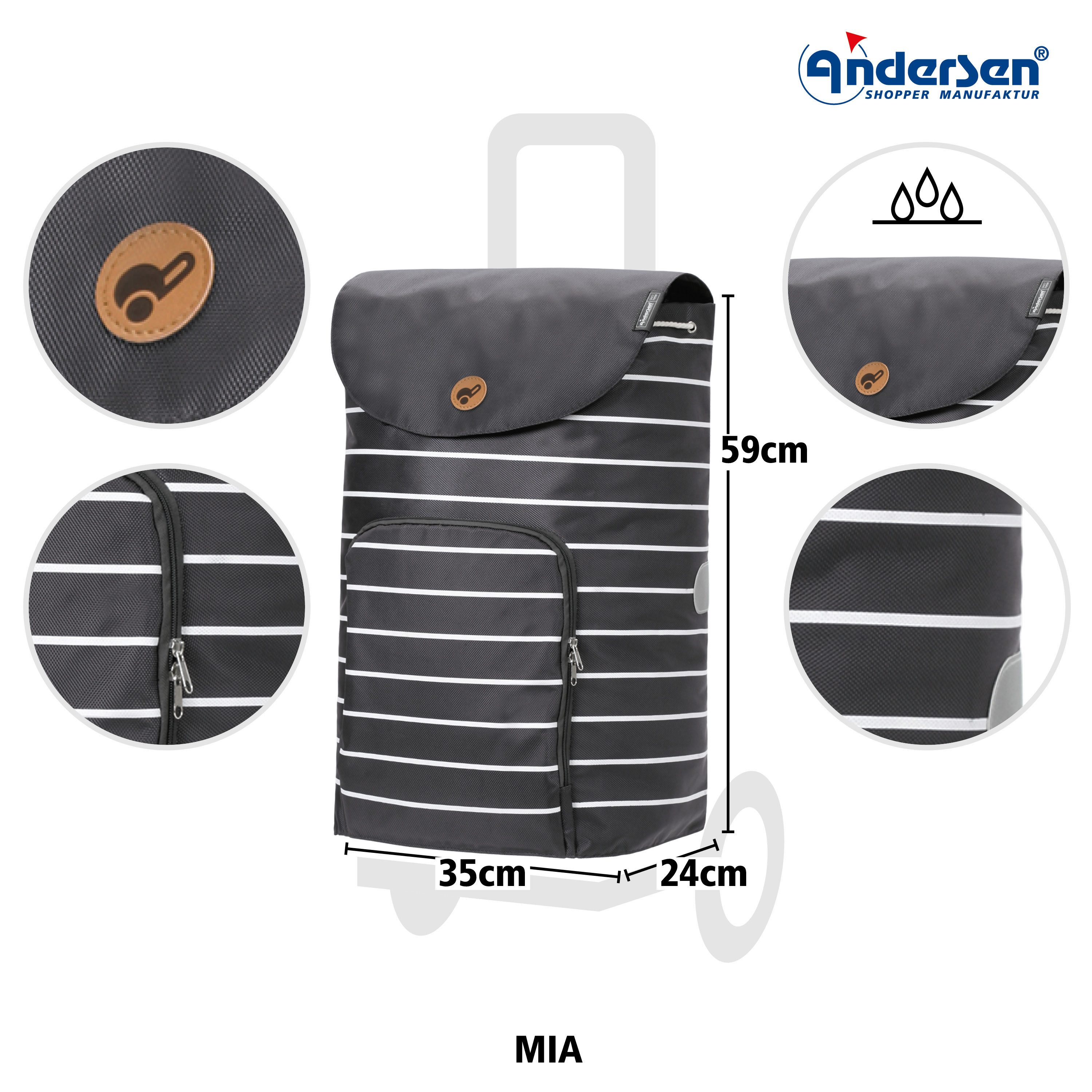 Andersen Einkaufstrolley Tasche Mia anthrazit, wasserabweisend