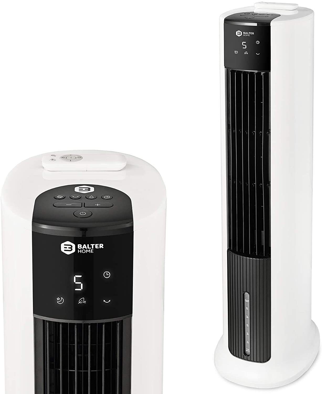 Turmventilator VT-05, 4in1 Mobile Klimaanlage, Turmventilator, Ventilator  mit Wasserkühlung, Klimagerät, Luftkühler, Luftbefeuchter, Luftreiniger,  Fernbedienung, Timer, 7L, 65 Watt, leise