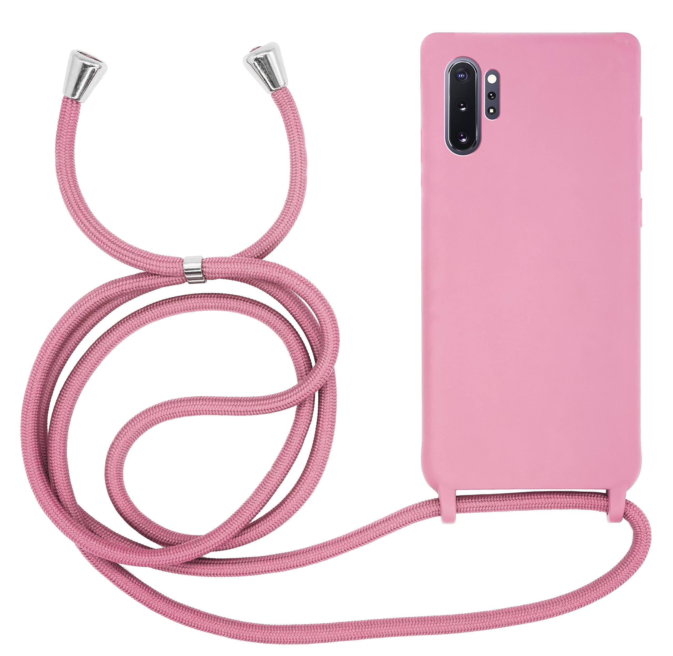 MyGadget Handyhülle Handykette für für Samsung Galaxy Note 10 Plus, mit Handyband zum Umhängen Kordel Schnur Case Schutzhülle Rosa