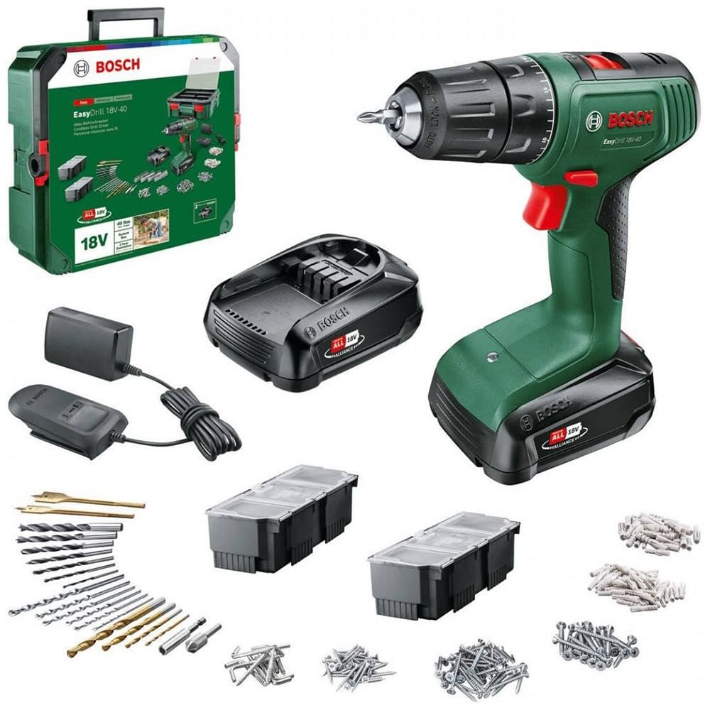 Bosch Professional Akku-Bohrmaschine Bosch Akku-Bohrschrauber EasyDrill 18V-40 in Systembox mit 241 tlg Zub