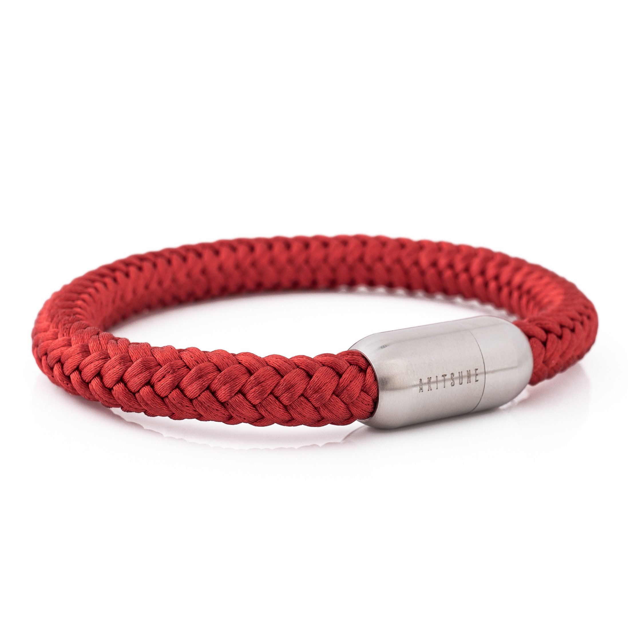 Armband Portus Segeltau-Armband Mattsilber - Weinrot 23cm