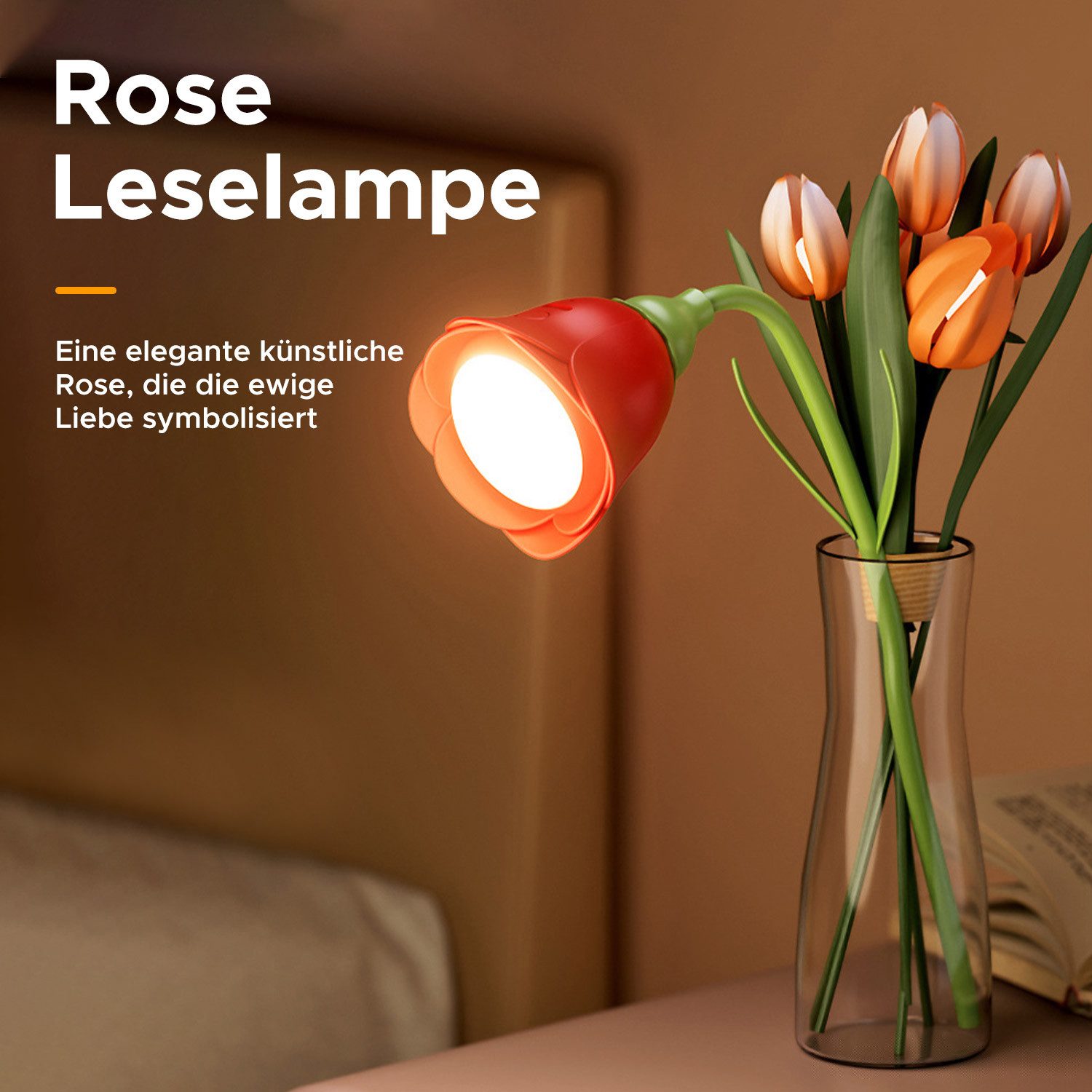 Refttenw LED Schreibtischlampe 360° verstellbar Blumen-Nachtlicht,USB-aufla günstig online kaufen