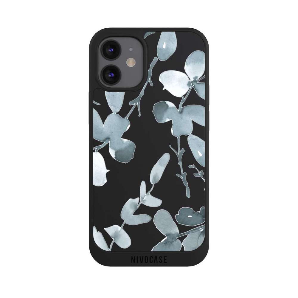 NIVOCASE Handyhülle Eukalyptus Muster Blume Eukalyptus pattern ohne Hintergrund, Apple iPhone 12 mini Handyhülle Hülle NIVOpure Case Schwarz
