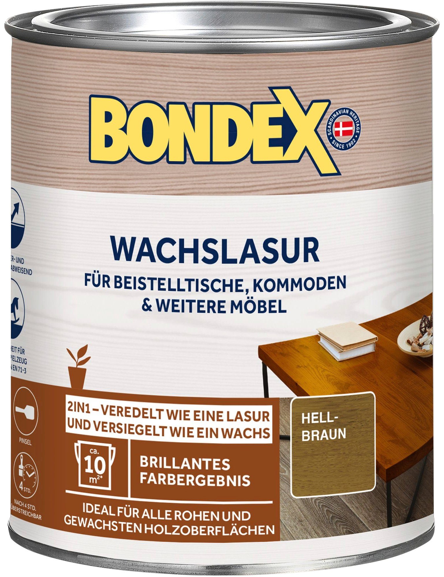 Bondex Holzschutzlasur WACHSLASUR, Farblos, 0,25 Liter Inhalt hellbraun
