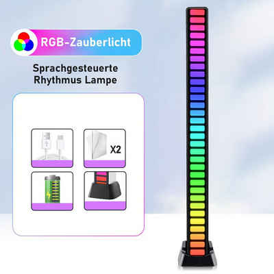 VSIUO Lichtleiste LED Musik Atmosphärenlicht, RGB-Stimmen Aktiviertes Rhythmus Licht, 32 LED-Lampen, farbenfroh, Umgebungsstreifenlicht für Auto, Pickup-Licht für Desktop, (1 Stück)