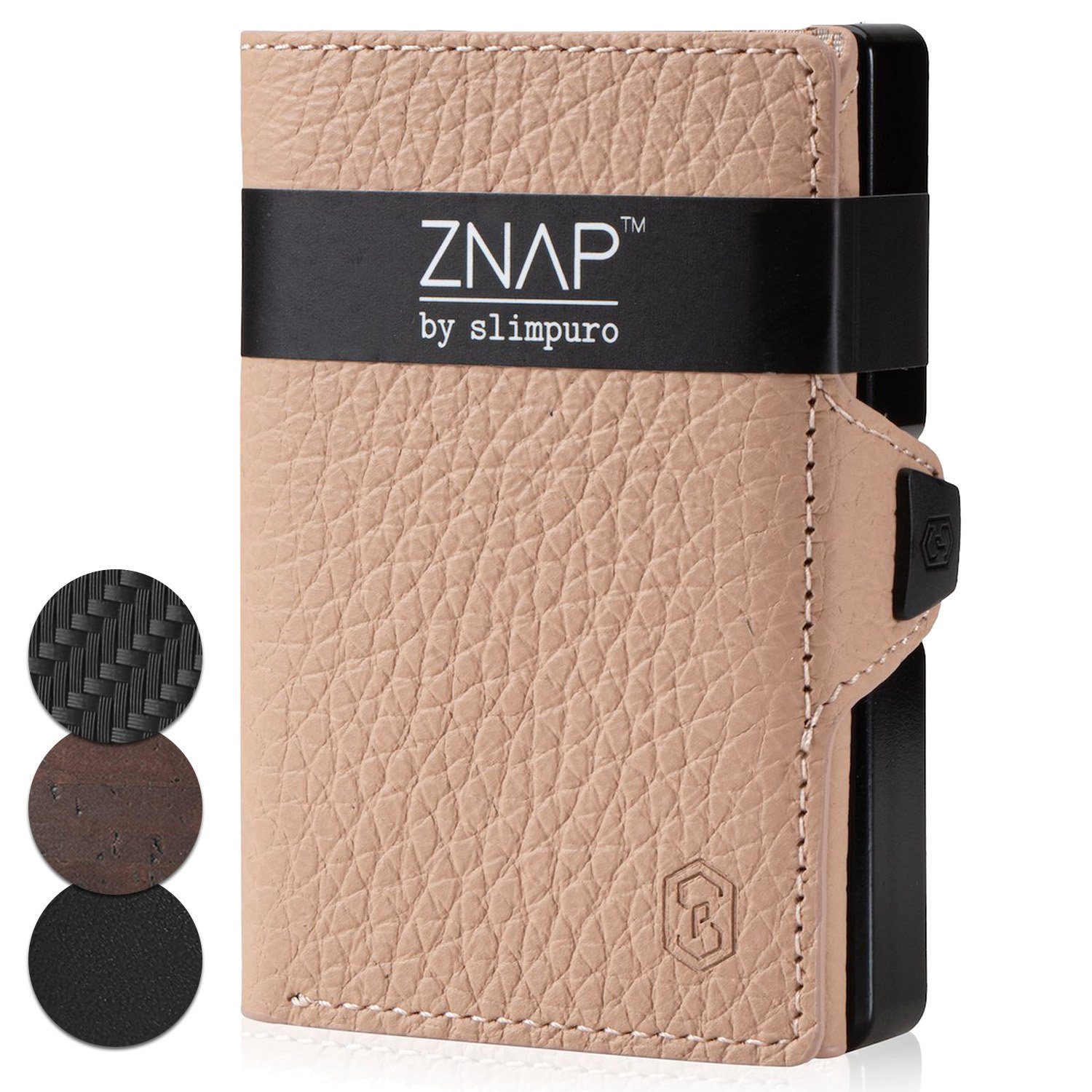 Slimpuro Geldbörse ZNAP 8 (1 x Slim Wallet,1 x Münzfach,1 x RFID-Shield Karte), Leder Portemonnaie klein Damen Herren Geldbeutel Unisex Brieftasche