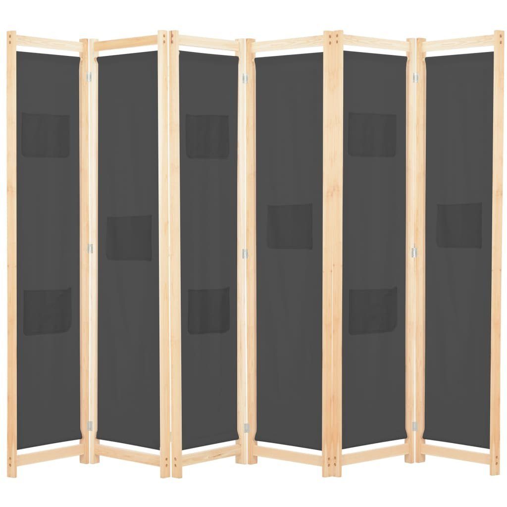 furnicato Raumteiler 6-teiliger Grau 240 x 170 x 4 cm Stoff