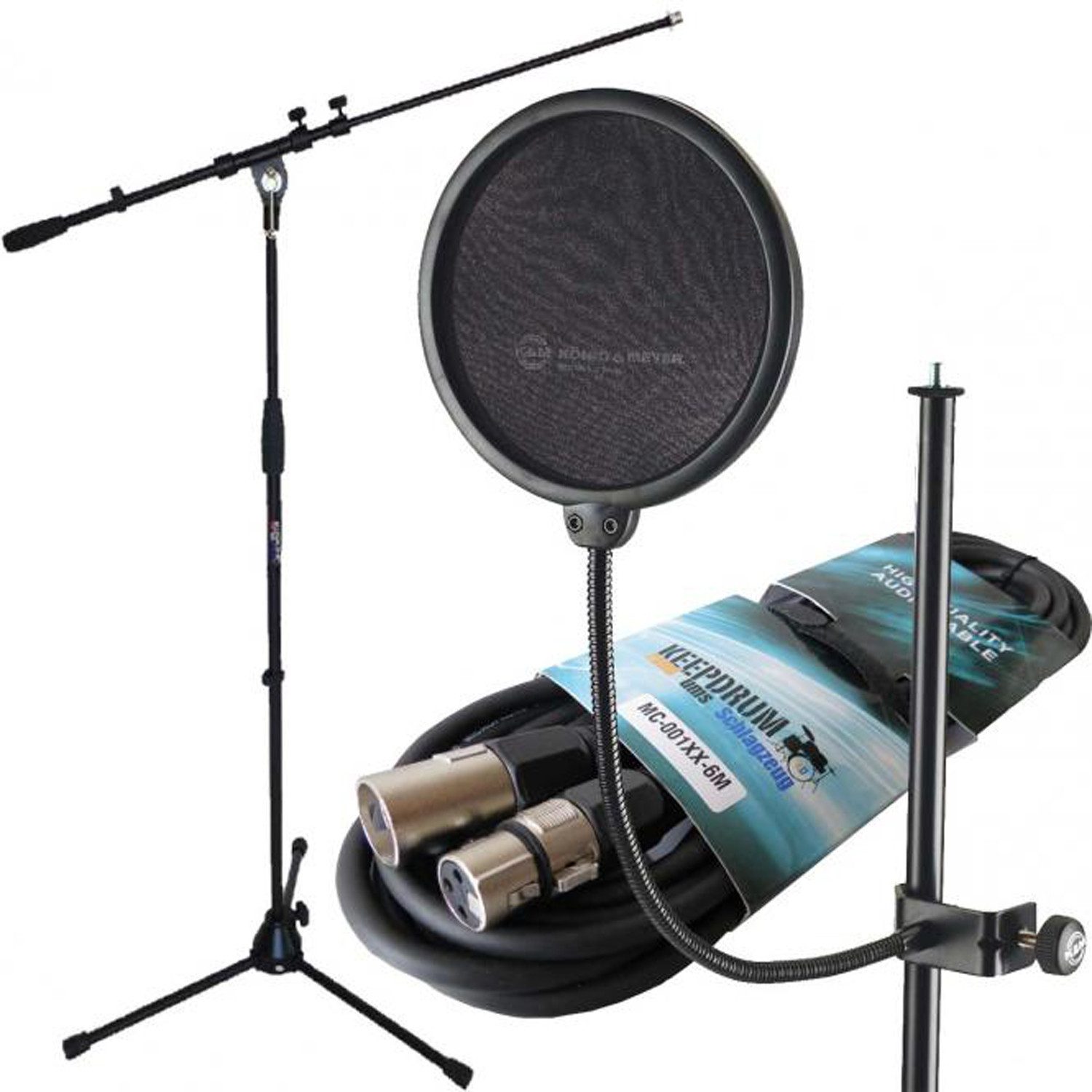 Mikrofon K&M 23956 Popschutz mit keepdrum Mikrofonständer mit 6m Mikrofonkabel