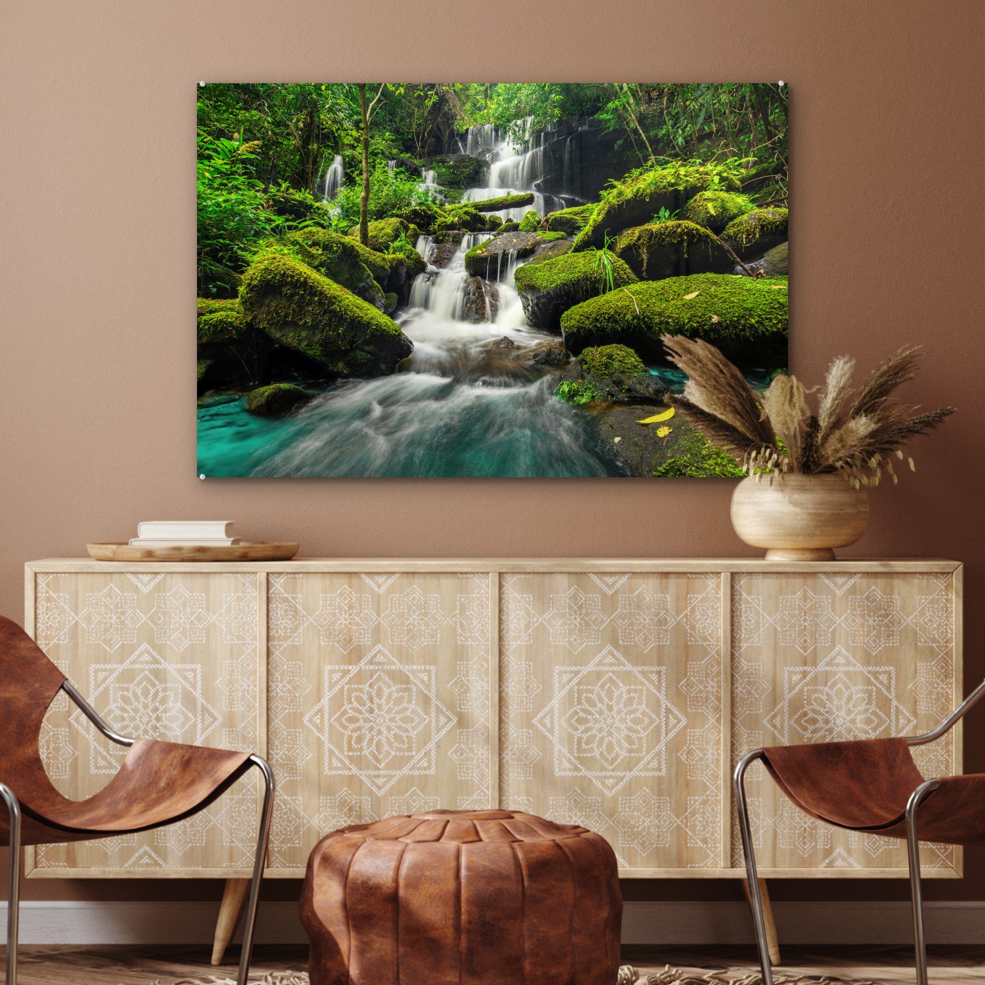 - Tropisch Regenwald, Wasserfall (1 Acrylglasbild Schlafzimmer & - MuchoWow Acrylglasbilder Wohnzimmer St),