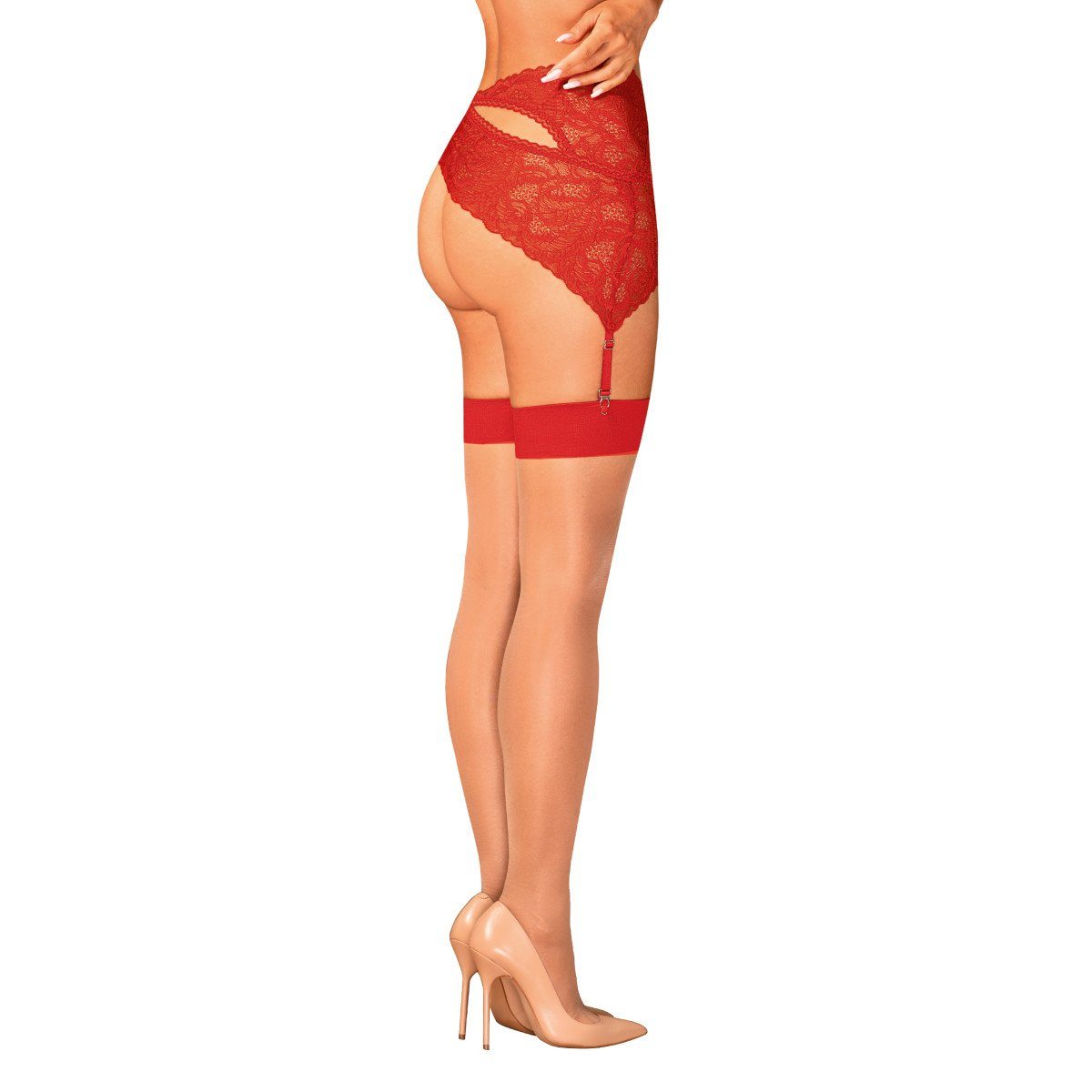 Obsessive Strapsstrümpfe Obsessive - OB S814 stockings N.. - red - (L/XL,S/M)
