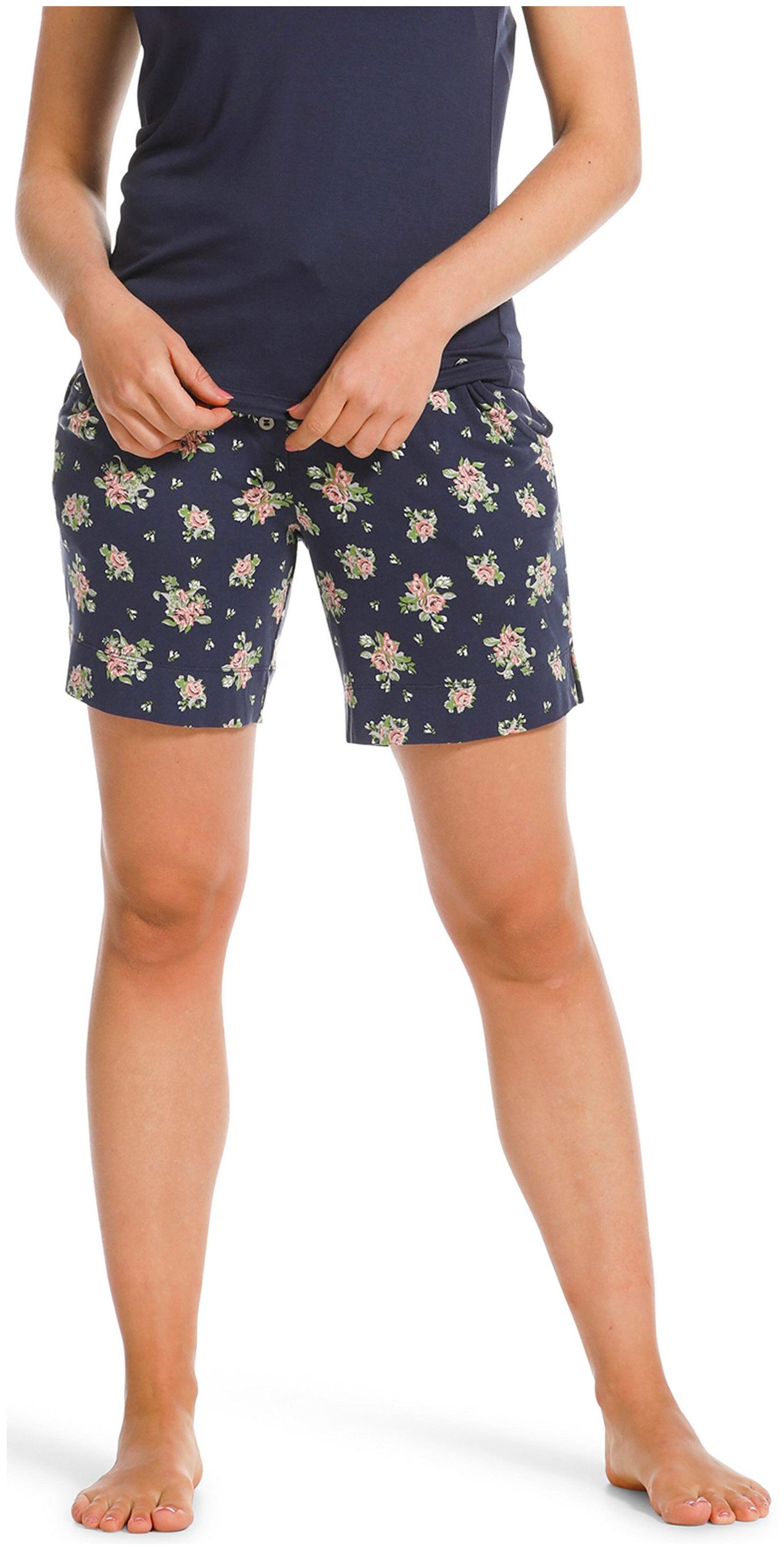 Pyjamashorts Damen Pyjamashorts mit Blumen