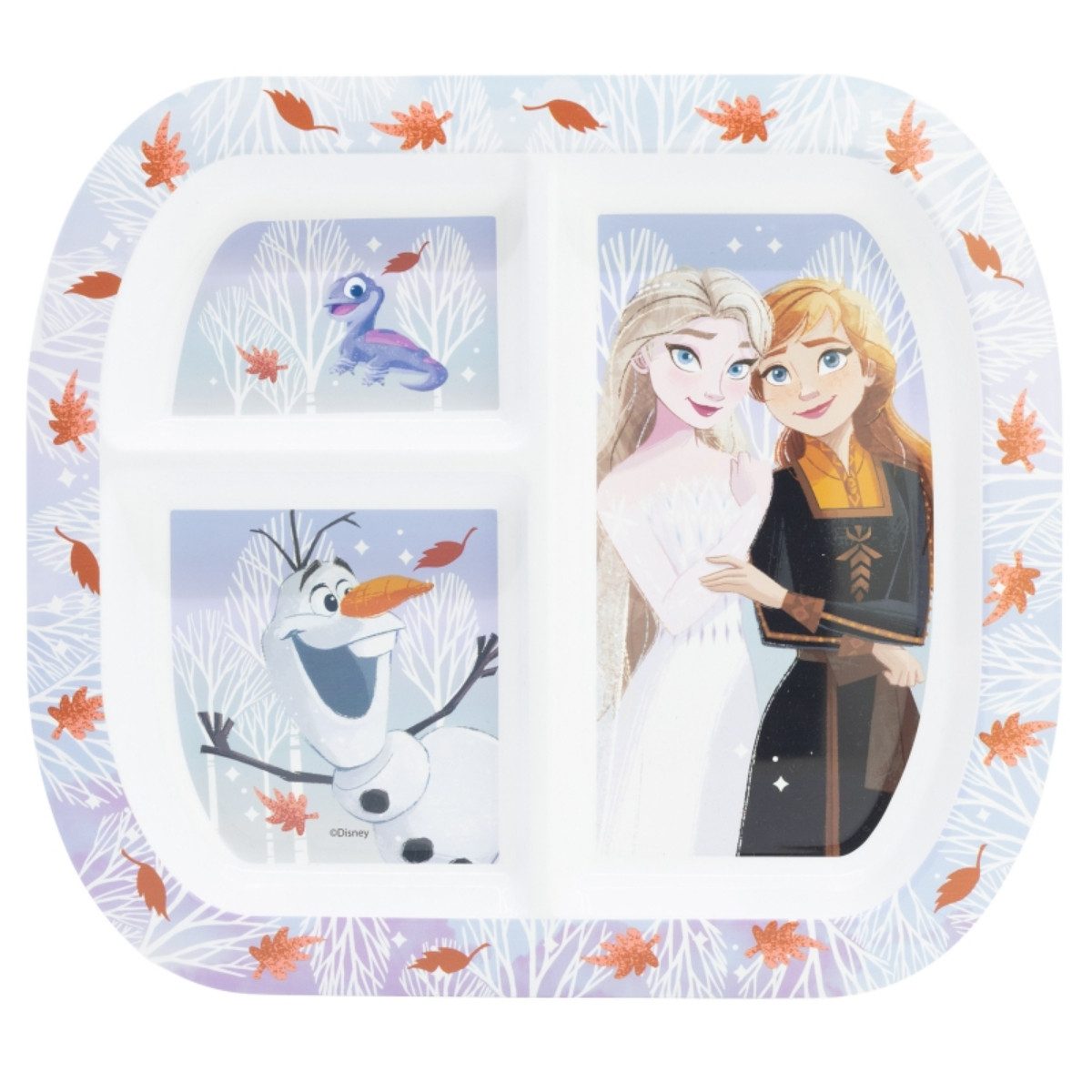Storline Frühstücksteller Disney Frozen rechteckig Teller mit 3 Fächern, Mikrowellengeeignet