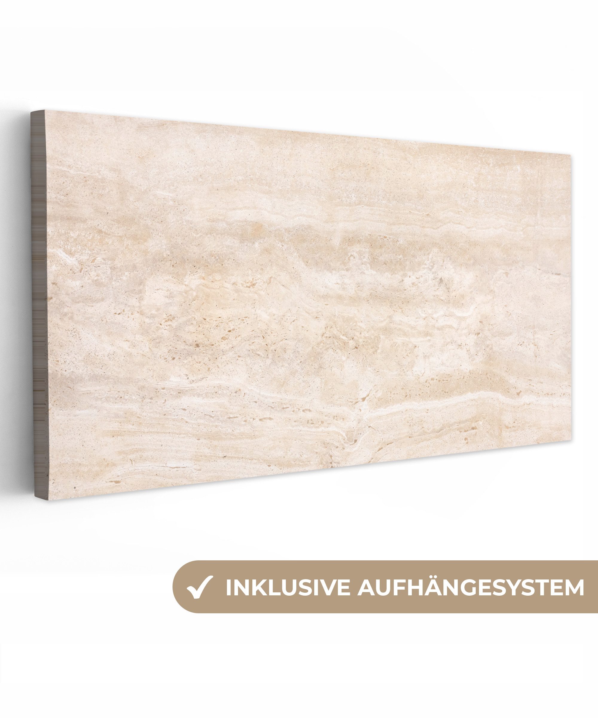 OneMillionCanvasses® Leinwandbild Panorama Marmor - Steine - Sand - Textur, Fotodruck (1 St), Wandbild, Deko Schlafzimmer Wohnzimmer Flur 40x20 cm