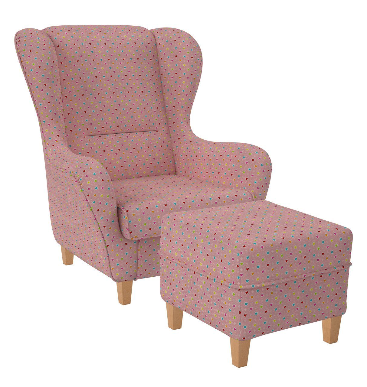 Supellex Кресла Sofia Relaxsessel mit Hocker Design Herzchen Rosa