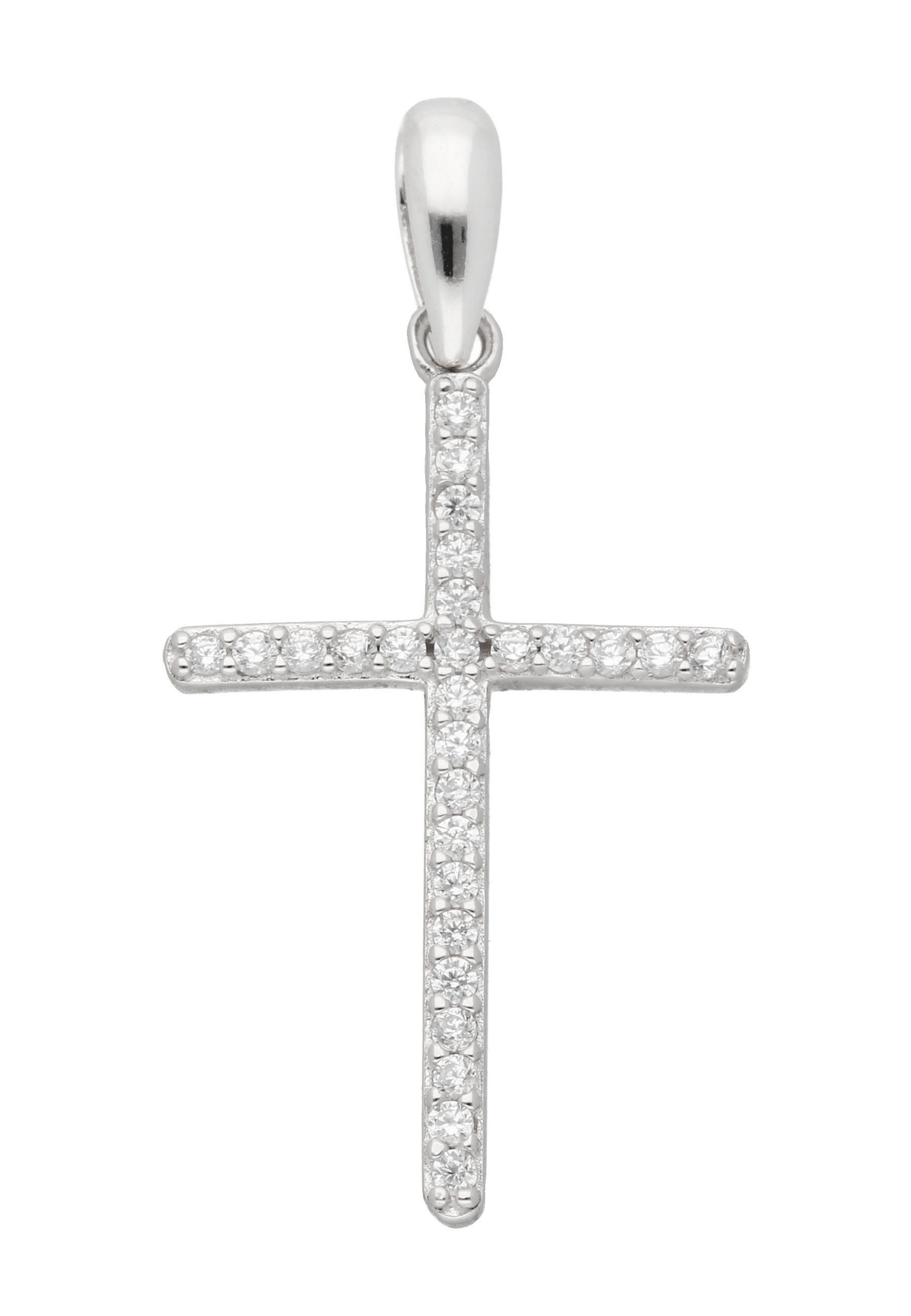 Kreuzanhänger Damen & Herren 925 Silber Kreuz Anhänger mit Zirkonia