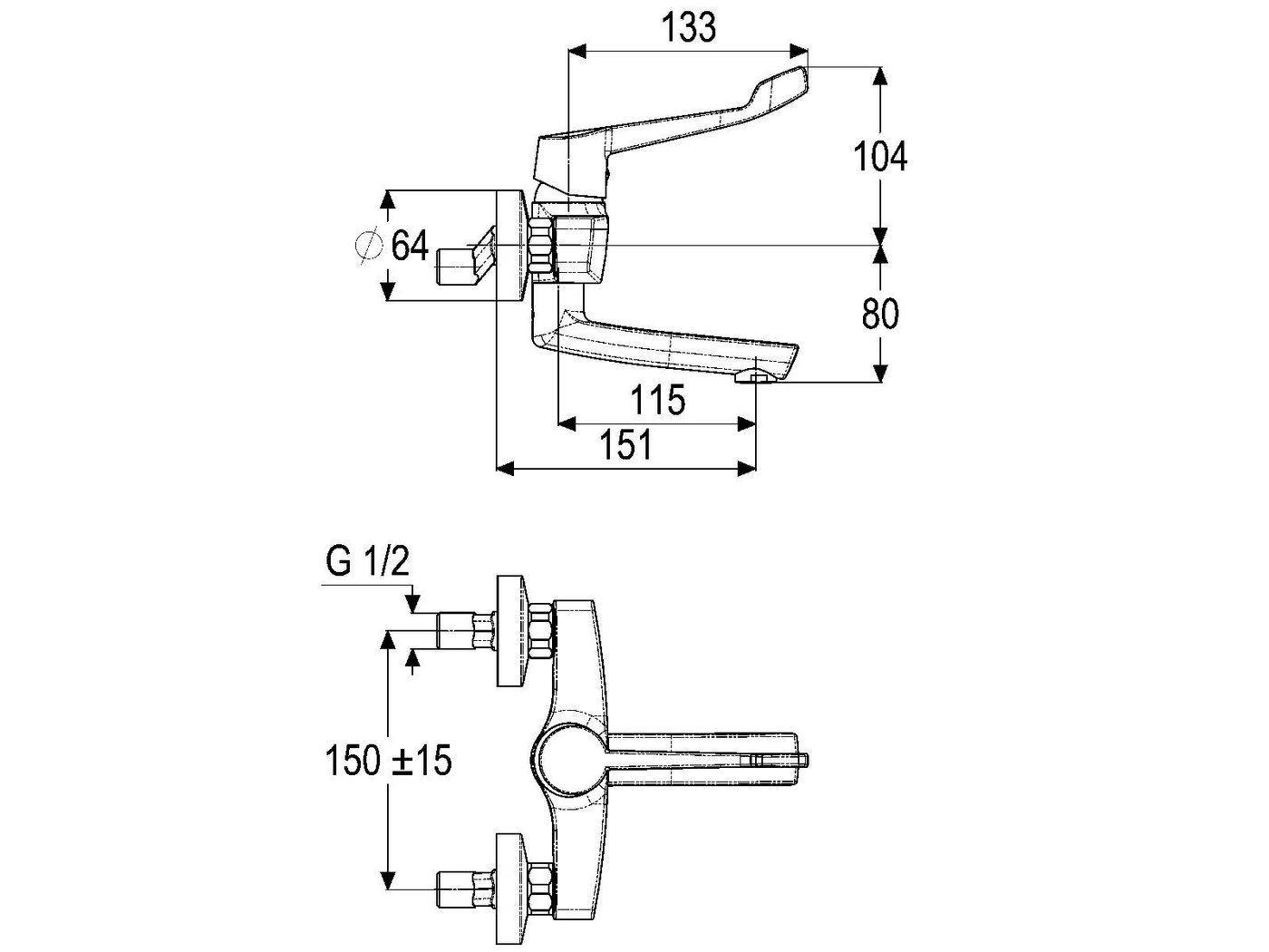 Thumbnail - heinrichschulte Küchenarmatur CARE Wandarmatur omega_2, mit Auslauf 110 mm