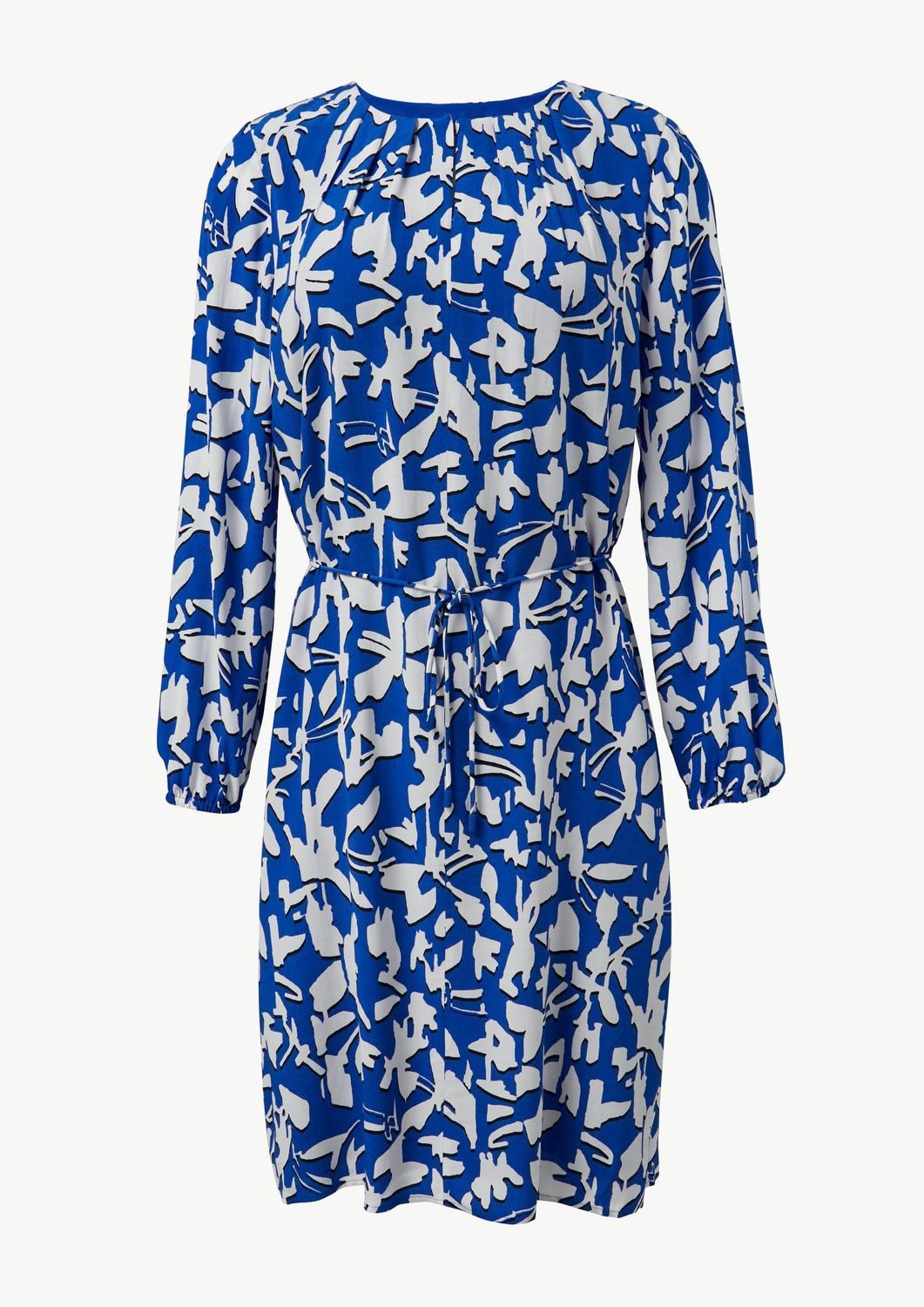 comma Minikleid Midikleid (1-tlg) Loose Fit, langarm, Muster, Print, Bindegürtel