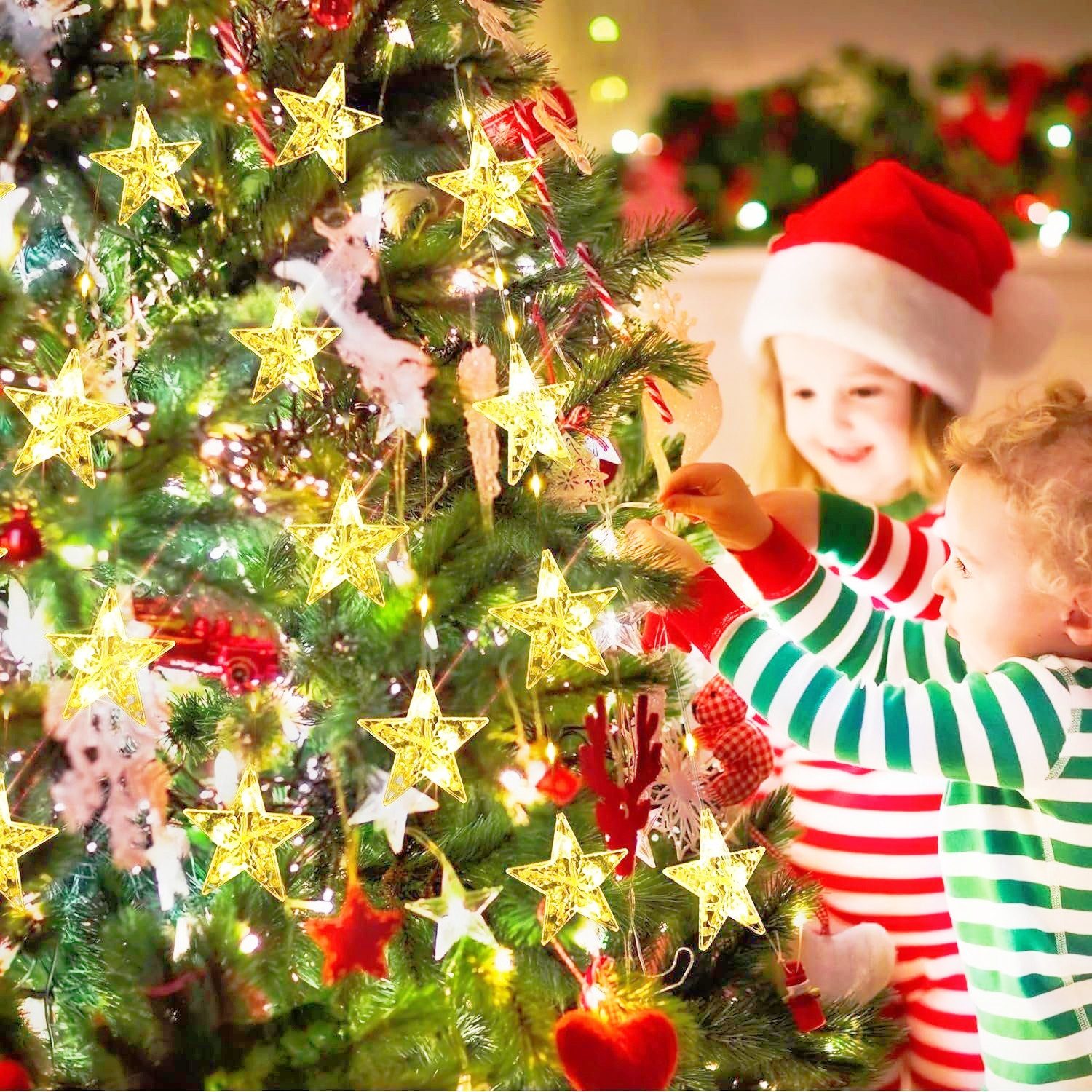 Elegear Lichterkette 114/150 cm Weihnachtsdeko Fenster Warmweiß & Bunt, Hak günstig online kaufen