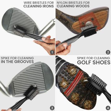 Bezzee Pro Golfschlägerbürste mit Rillenreiniger - Geschenk für Golfer Golftuch (Nylonfaser, 7,00x20,00 cm, Golf Club Brush with Groove Cleaner - Gift for Golfer)