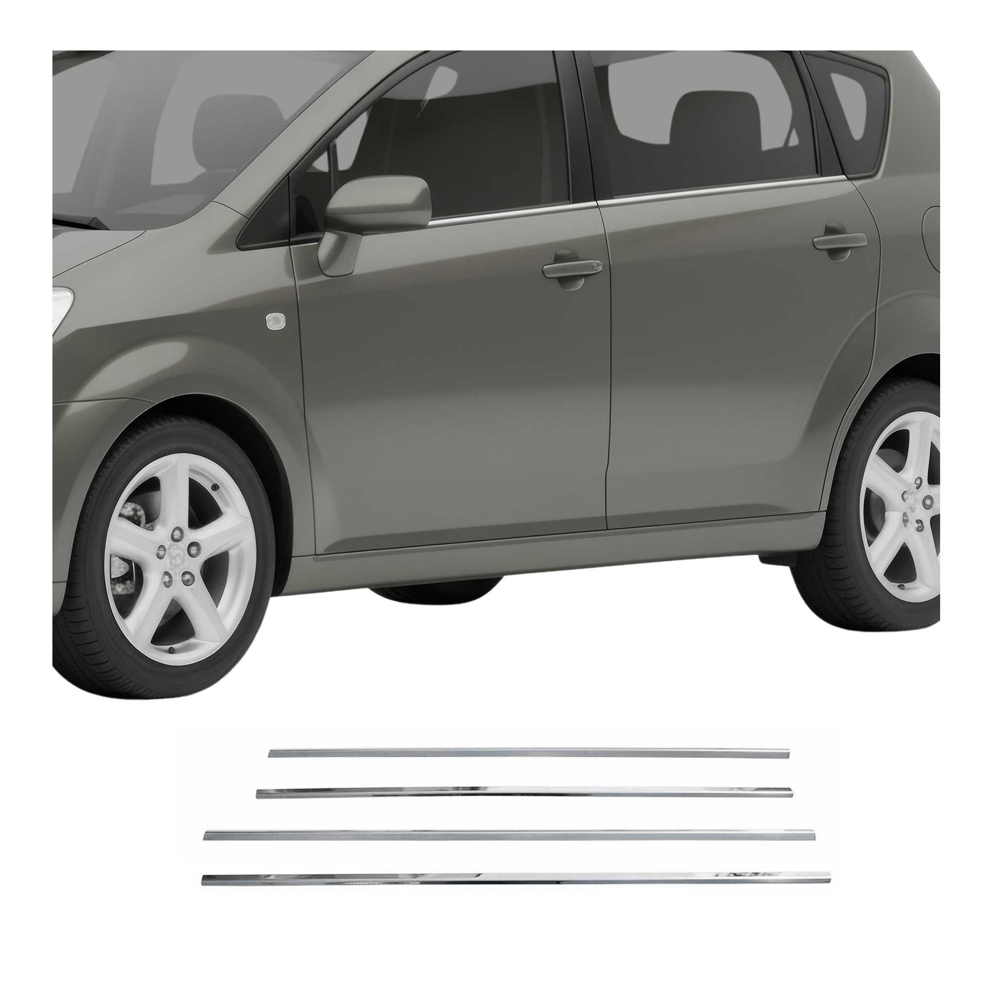 OMAC Zierleisten-Aufkleber Fensterleisten Zierleisten für Toyota Corolla Verso 2004-2009 4x, (4tlg), Langlebig,Einfache Reinigung,Einfache Installation,Rostbeständig