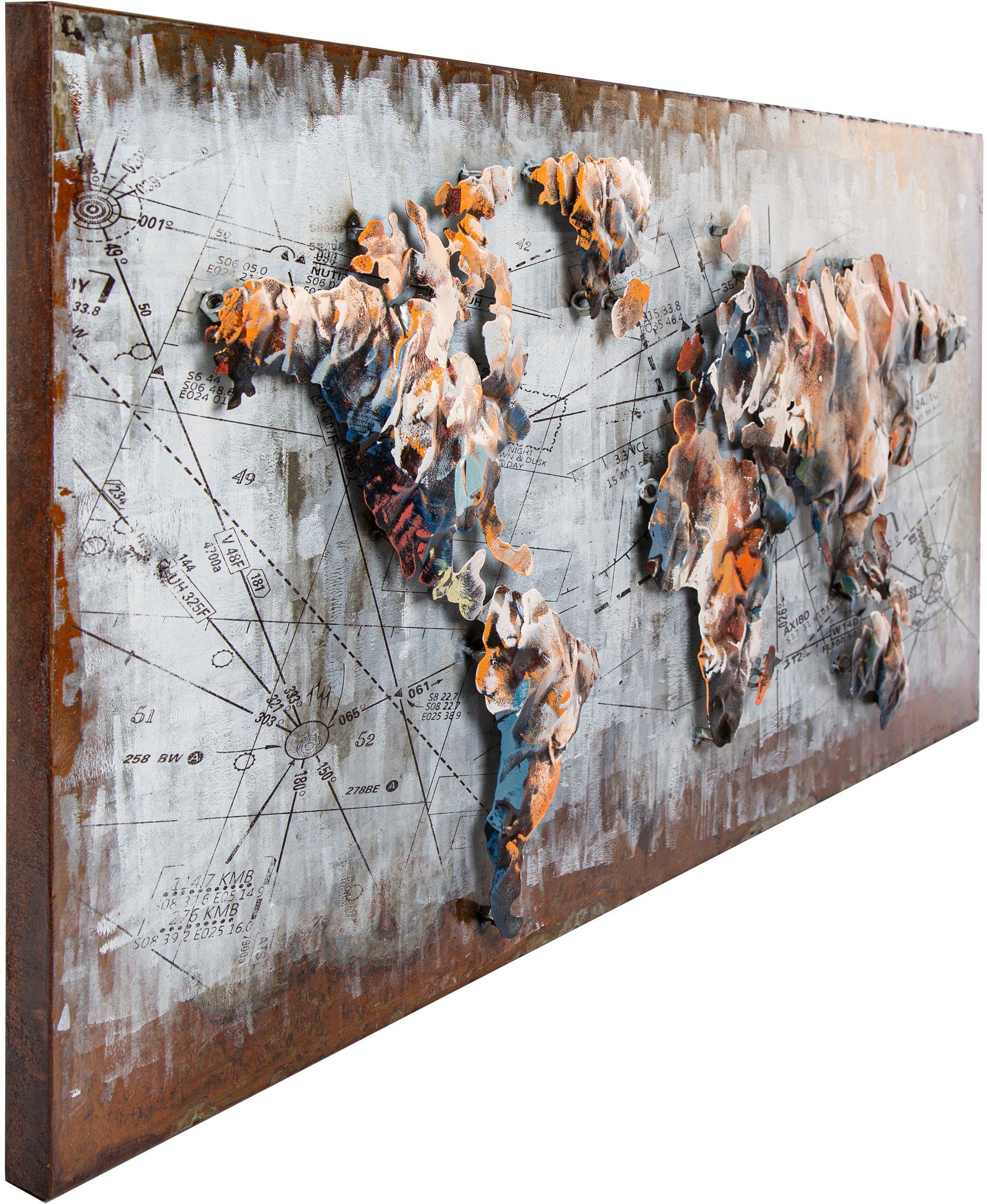 Spiegelprofi GmbH Metallbild »BRUNA«, World (1 Stück), Weltkarte mit farblich abgesetzten Kontinenten-HomeTrends