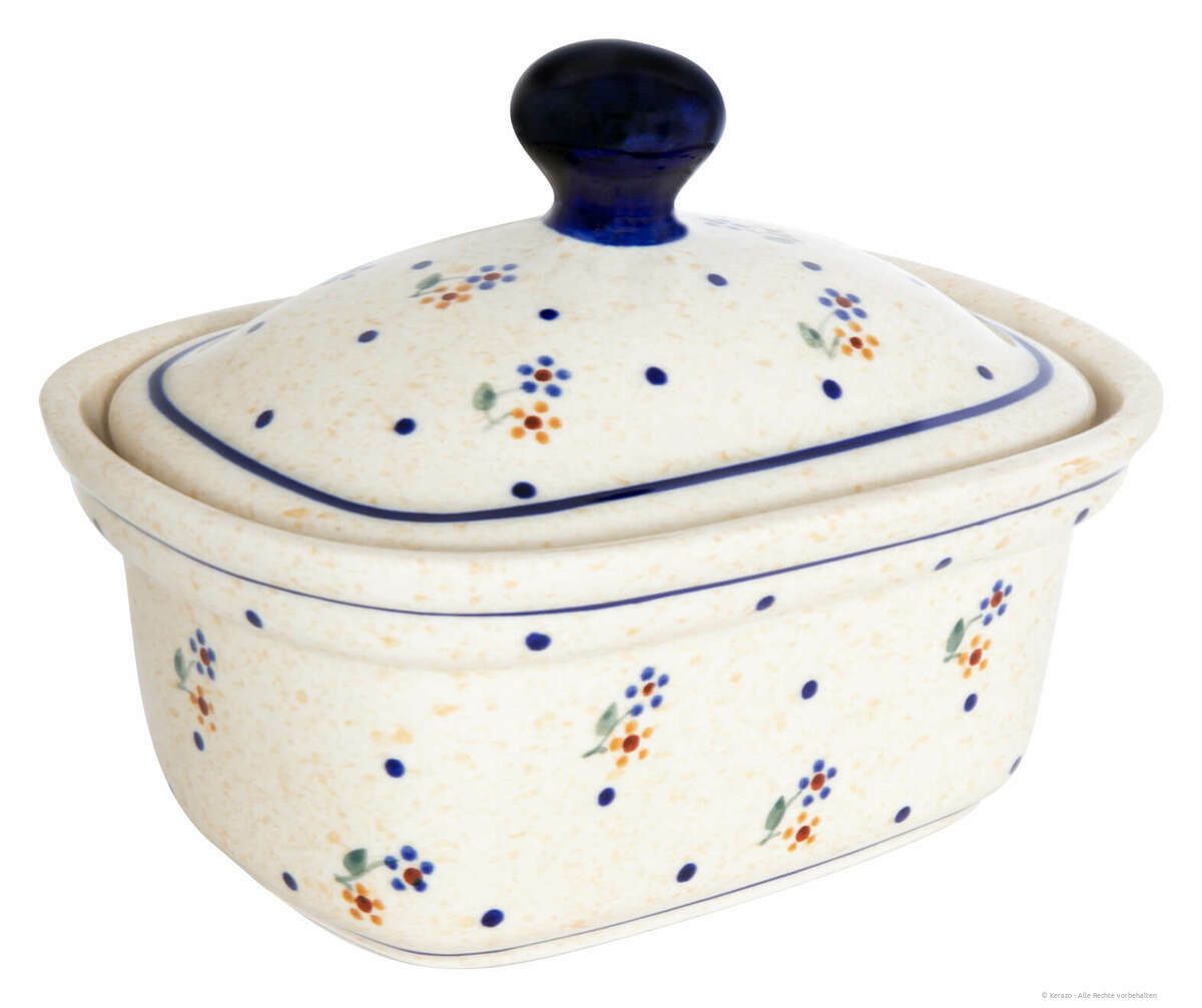 Bunzlauer Keramik Butterdose Bunzlauer Margarinedose Butterdose mit Deckel für 250g, Dekor 111, Keramik