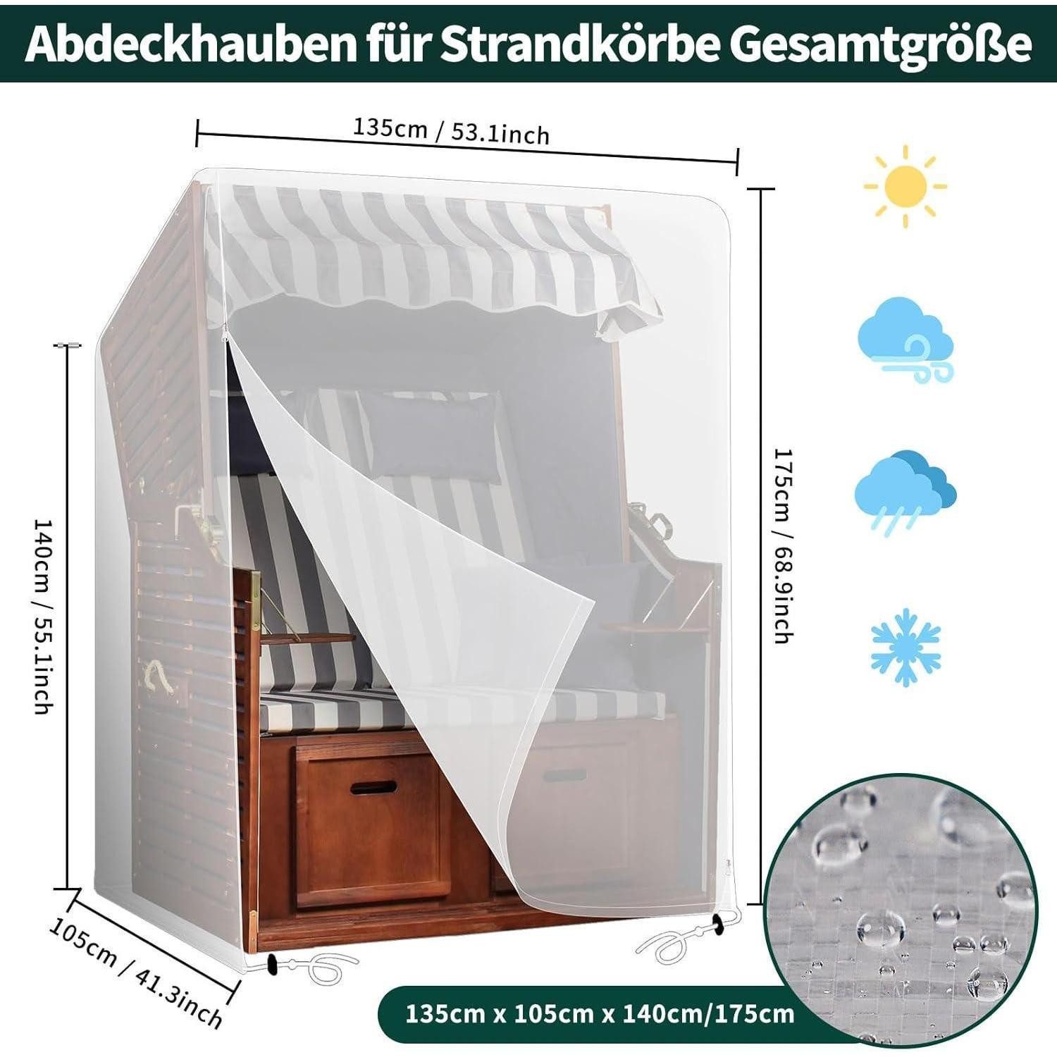 LuxusKollektion Strandkorb-Schutzhülle Strandkorbhülle 135x105x175/140cm Wa günstig online kaufen