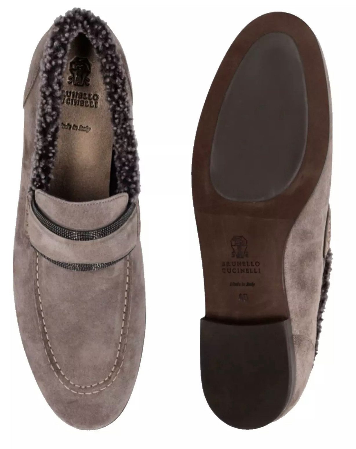 BRUNELLO CUCINELLI Wildleder Slippers Mokassins Loafer 100% Kalbsleder, ang günstig online kaufen