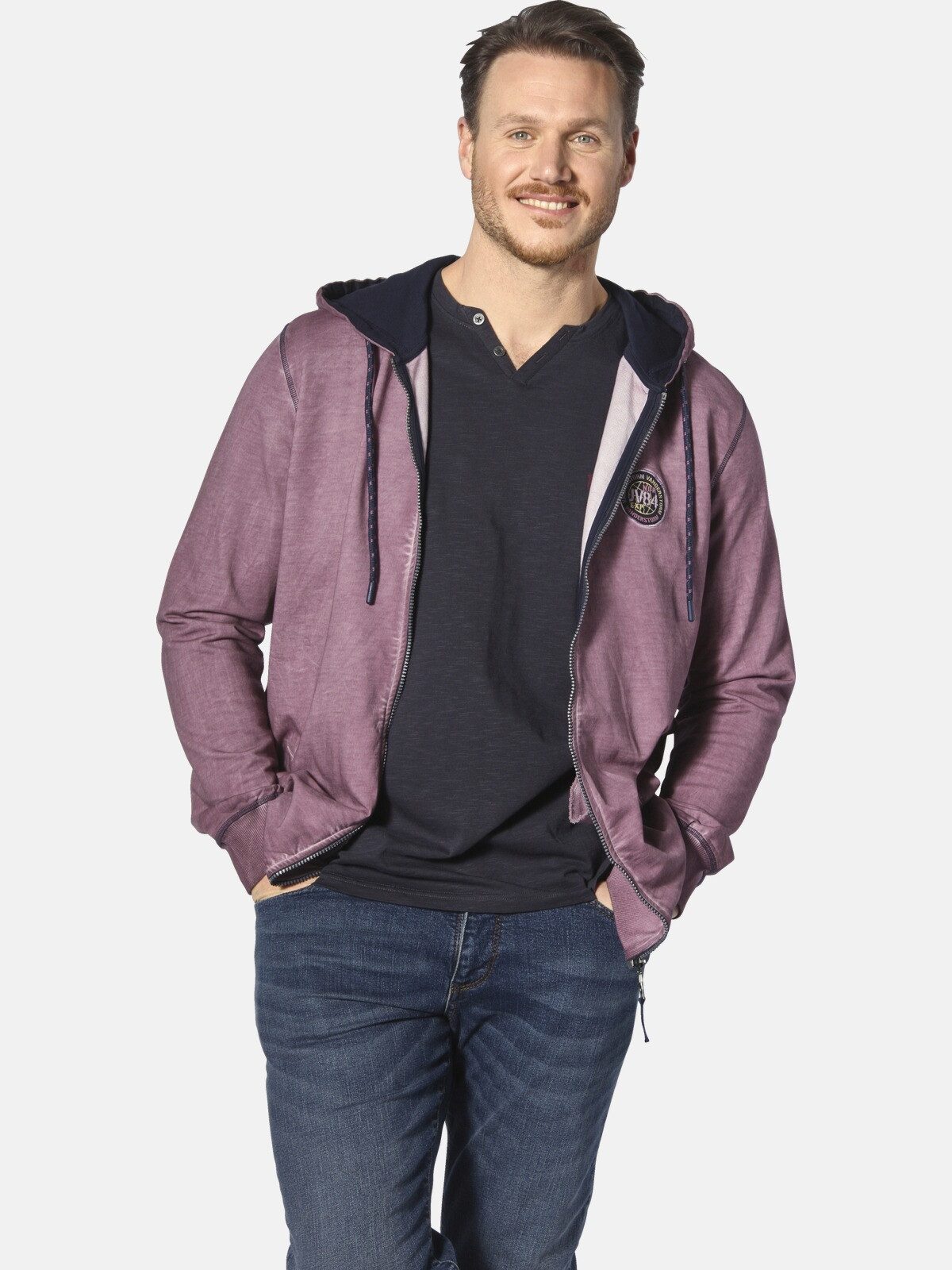 Jan Vanderstorm Kapuzensweatjacke PERKELMAN mit Rücken-Print günstig online kaufen