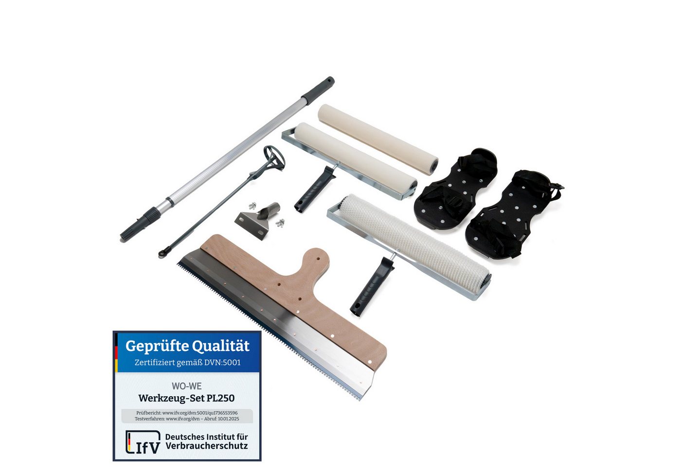WO-WE Malerset Epoxidharz Bodenbeschichtung Werkzeug Set Ausgleichsmasse Kit PL250, (Set), 7-teilig, Epoxidharz Bodenbeschichtung Werkzeug Set