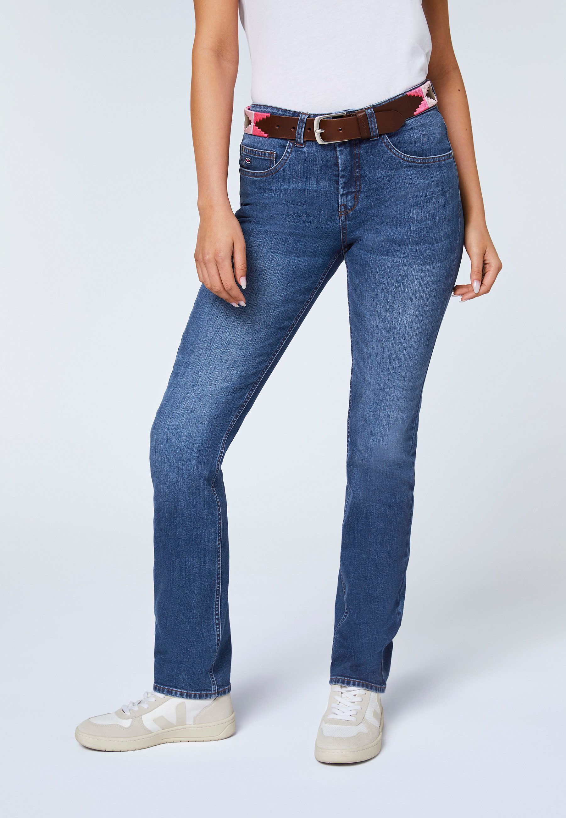 Polo Sylt Straight-Jeans mit dezenter Waschung und Stretch (1-tlg)