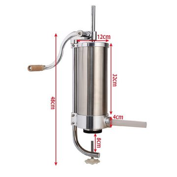 COSTWAY Wurstfüllaufsatz, 3,6L Wurstfüller, mit Tischklemme, inkl. 4 Füllrohre