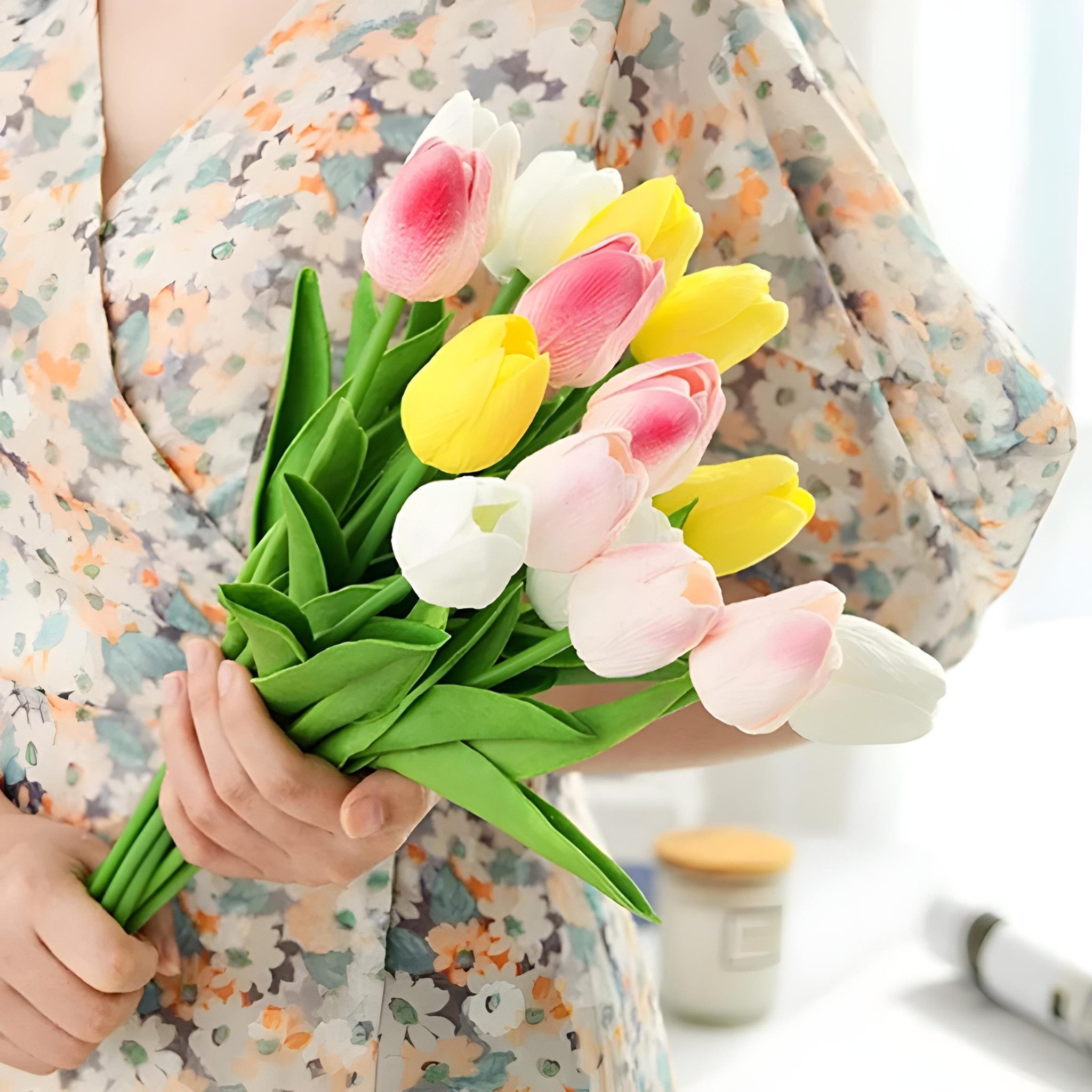 Kunstblume Blumenstrauß Kunstrosen Tulpen Blumenstrauß Bündel günstig online kaufen