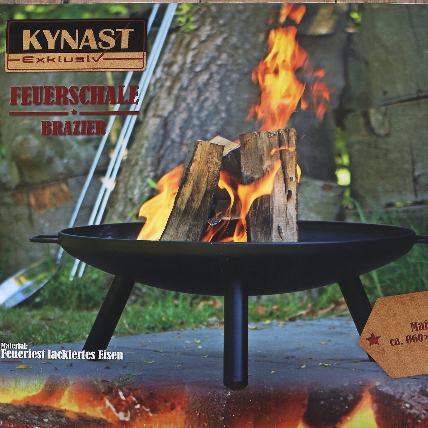 Home4Living Feuerschale Feuerstelle 60cm schwarz Eisen 3 Bein, feuerfeste Lackierung