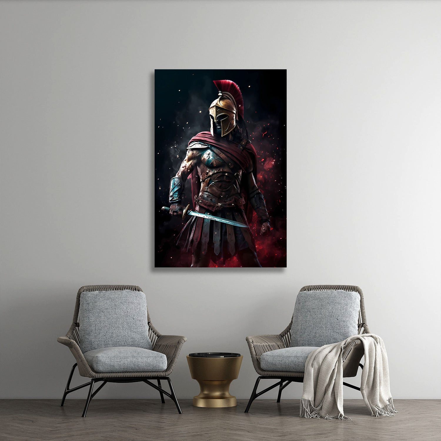 Artedinoi Leinwandbild Antike Rüstung epischer Kämpfer Wandbild Leinwandbild Kunstdruck XL Wa, Krieger in antiker Rüstung