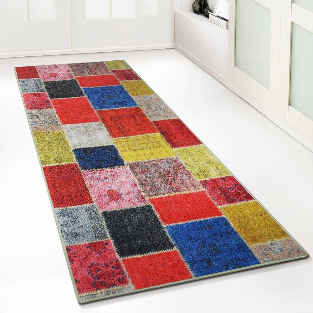 Karat Доріжка Portofino, Teppich, Erhältlich in vielen Größen & 2 Farben, Brücke, rechteckig, Höhe: 7 mm, Patchwork-Design