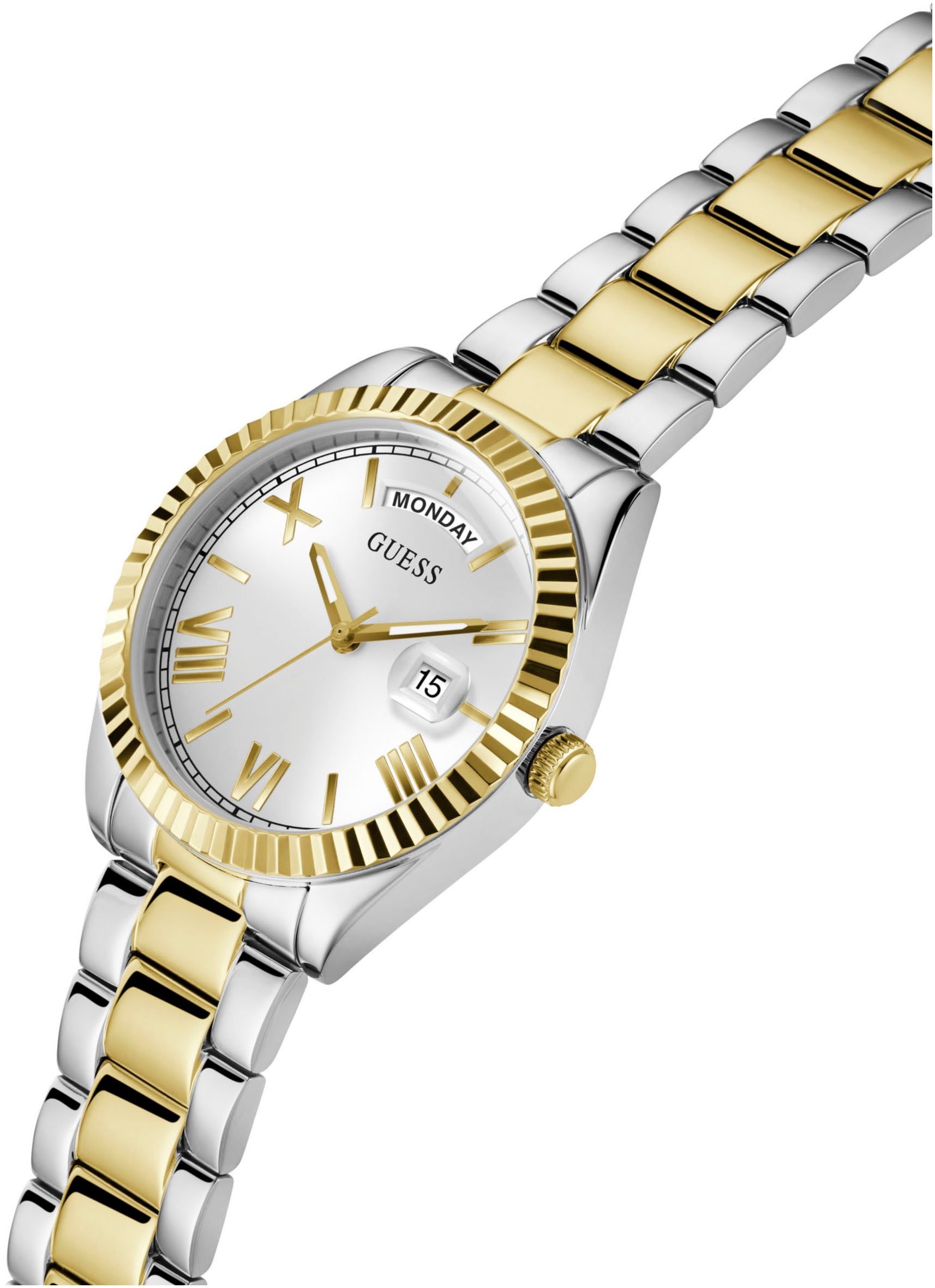 Guess Quarzuhr LUNA GW0308L6, Armbanduhr, Damenuhr, Datum, Edelstahlarmband, Mineralglas, analog