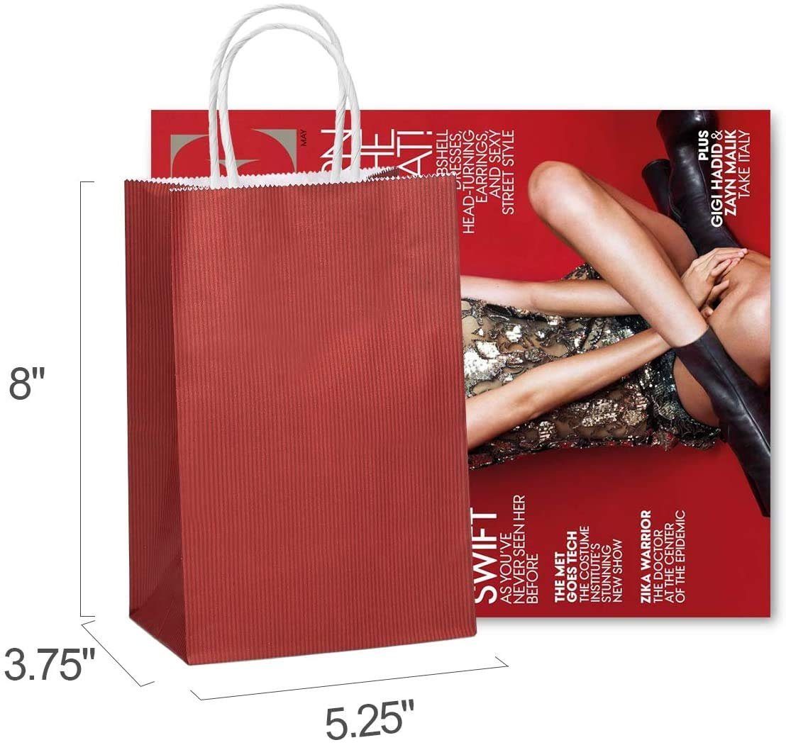 (50St), Tragetasche, 13cm Kraft Switory Kraft mit Geschenkpapier x Griff, x Geschenktüten Papiertüten, 20cm Papier 9,5cm Rot