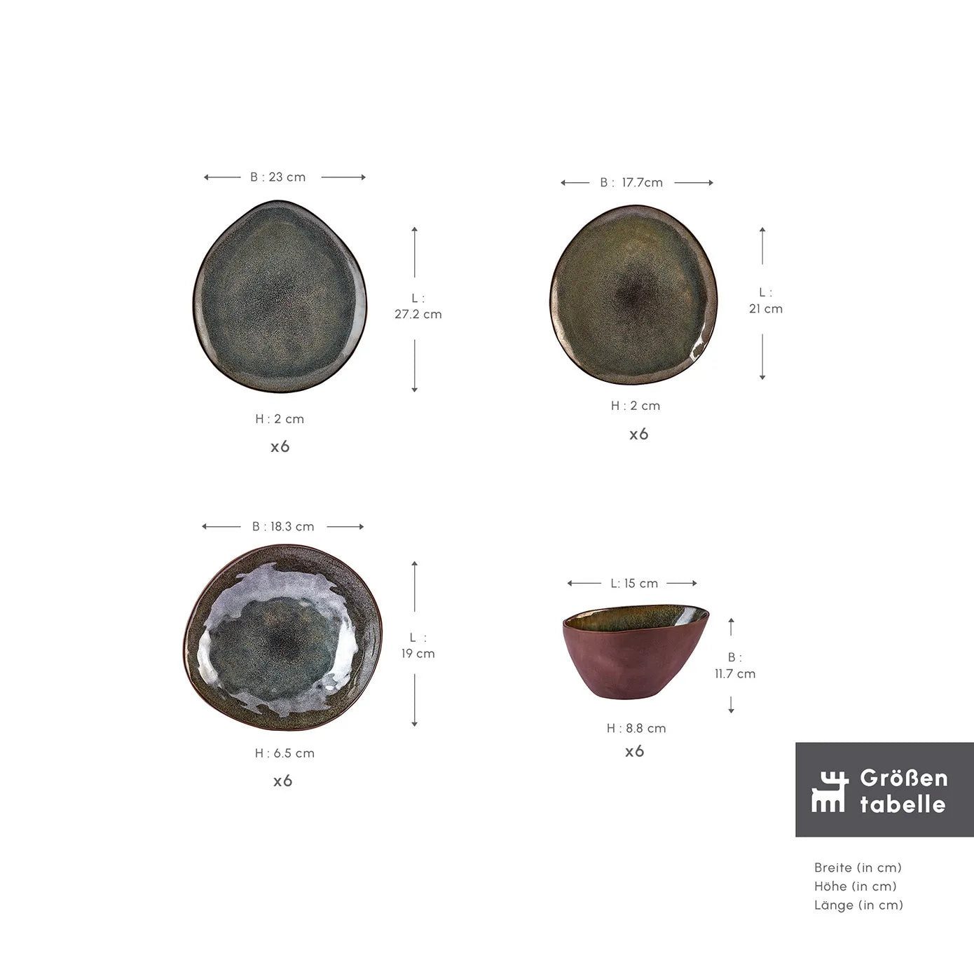 Karaca Geschirr-Set Karaca Earth Collection Bon Reaktiv 24-teiliges Geschirrset 6 Personen (24-tlg), 6 Personen, Steinzeug