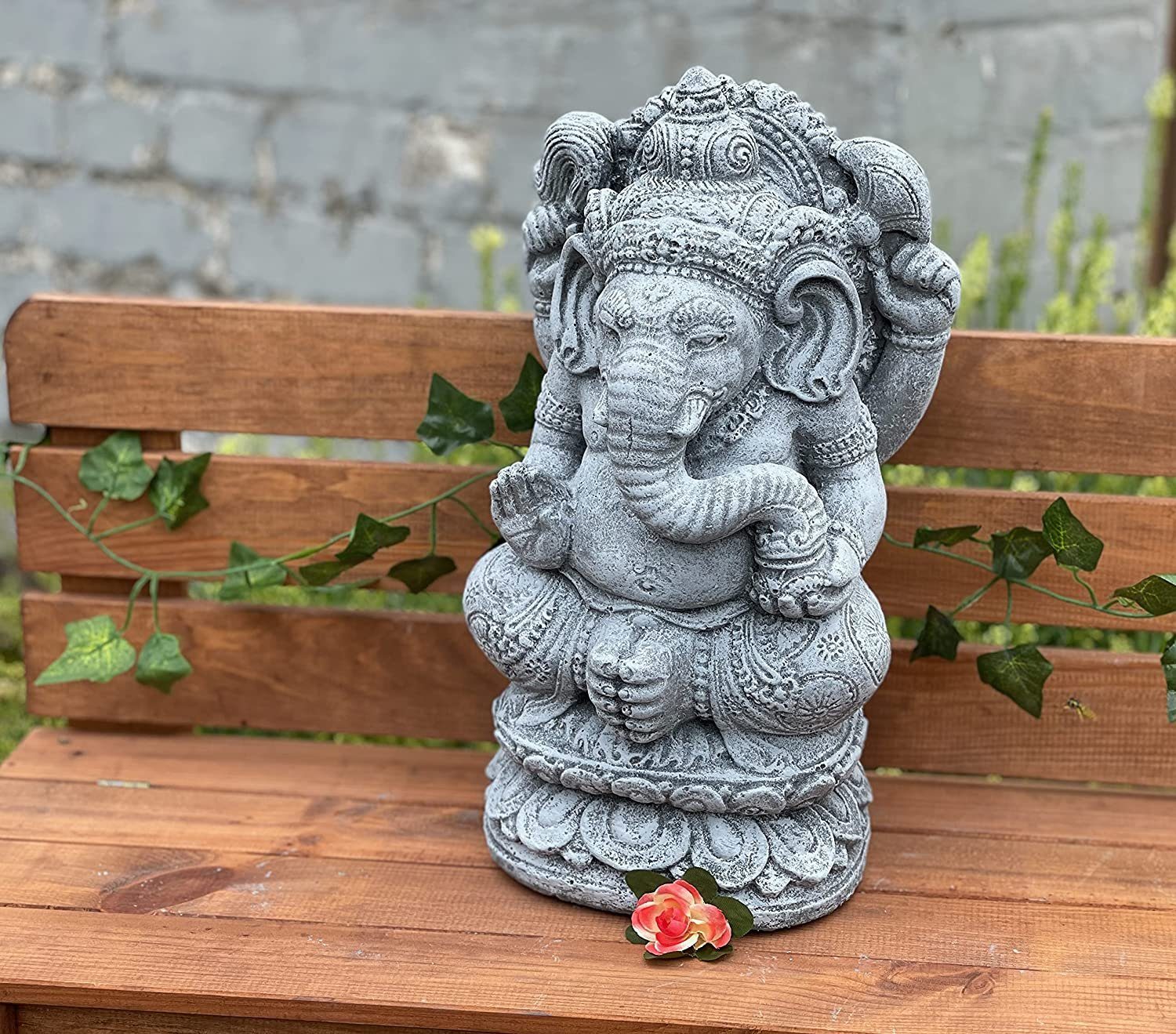 Steinfigur Krone – Gartenskulptur Aus Massivem Steinguss, Frostfest Bis -30°C, 15x27x27 Cm