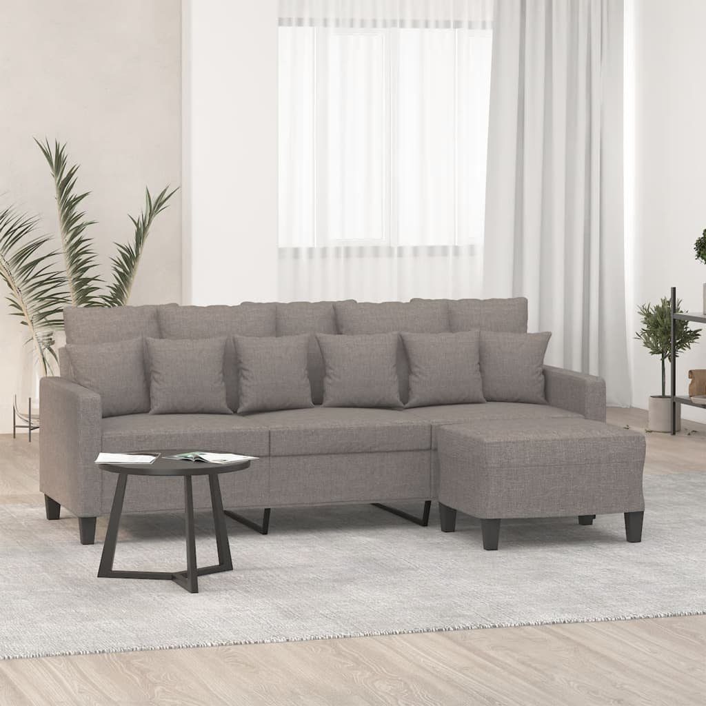 vidaXL Sofa 3-Sitzer-Sofa mit Hocker Taupe 180 cm Stoff